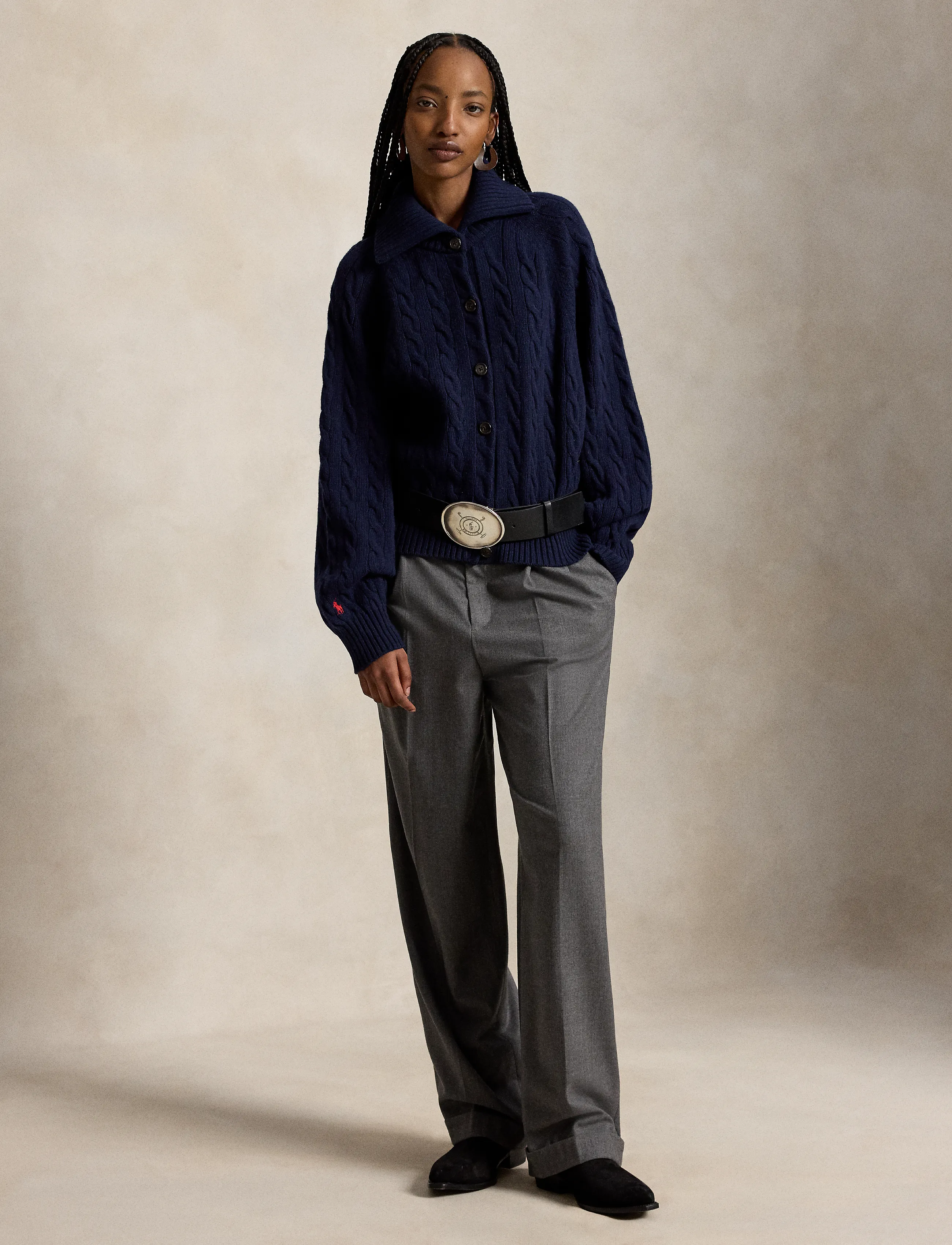 Polo Ralph Lauren - Cable-Knit Wool-Cashmere Jacket - kashmir - hunter navy - 3