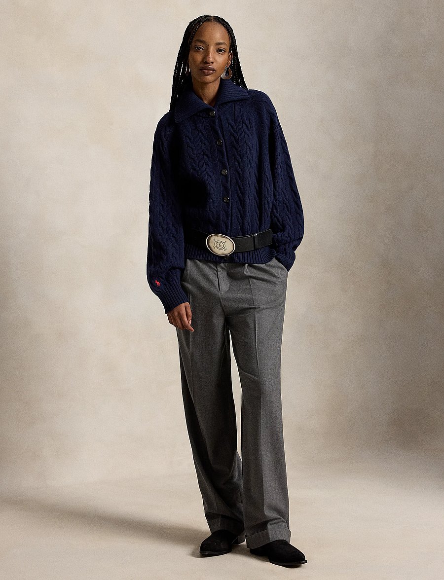 Polo Ralph Lauren - Cable-Knit Wool-Cashmere Jacket - kašmiir - hunter navy - 3