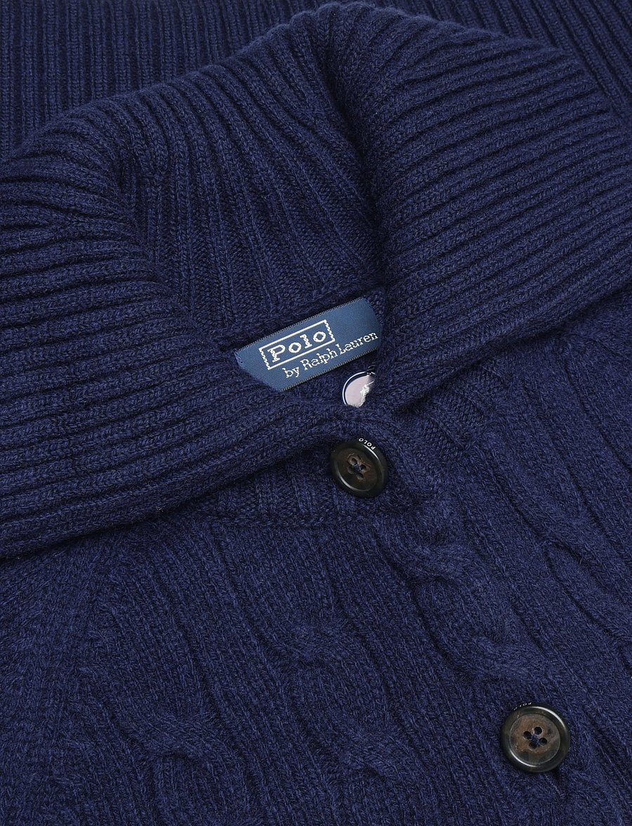 Polo Ralph Lauren - Cable-Knit Wool-Cashmere Jacket - kašmiir - hunter navy - 4