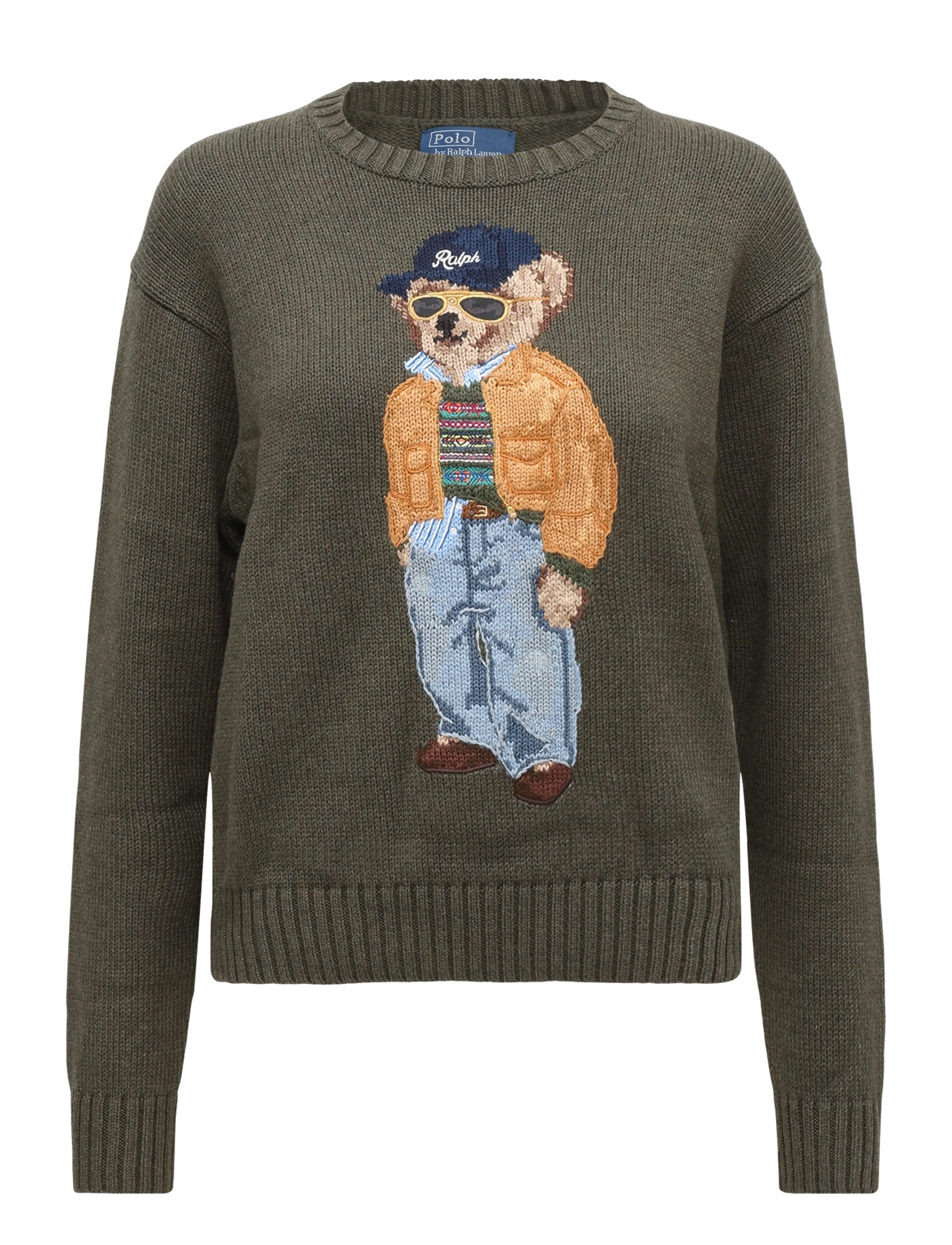 Polo Ralph Lauren Polo Bear Cotton Crewneck Sweater - Strik - MARLED OLIVE / khaki/green