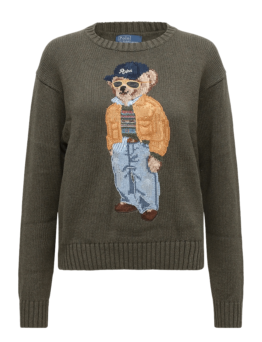 Polo Ralph Lauren - Polo Bear Cotton Crewneck Sweater - marled olive - 1