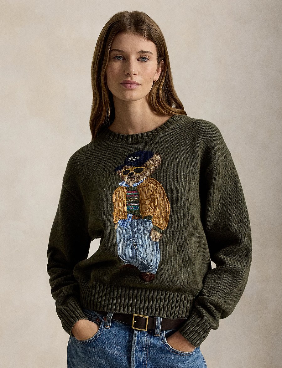 Polo Ralph Lauren - Polo Bear Cotton Crewneck Sweater - marled olive - 0