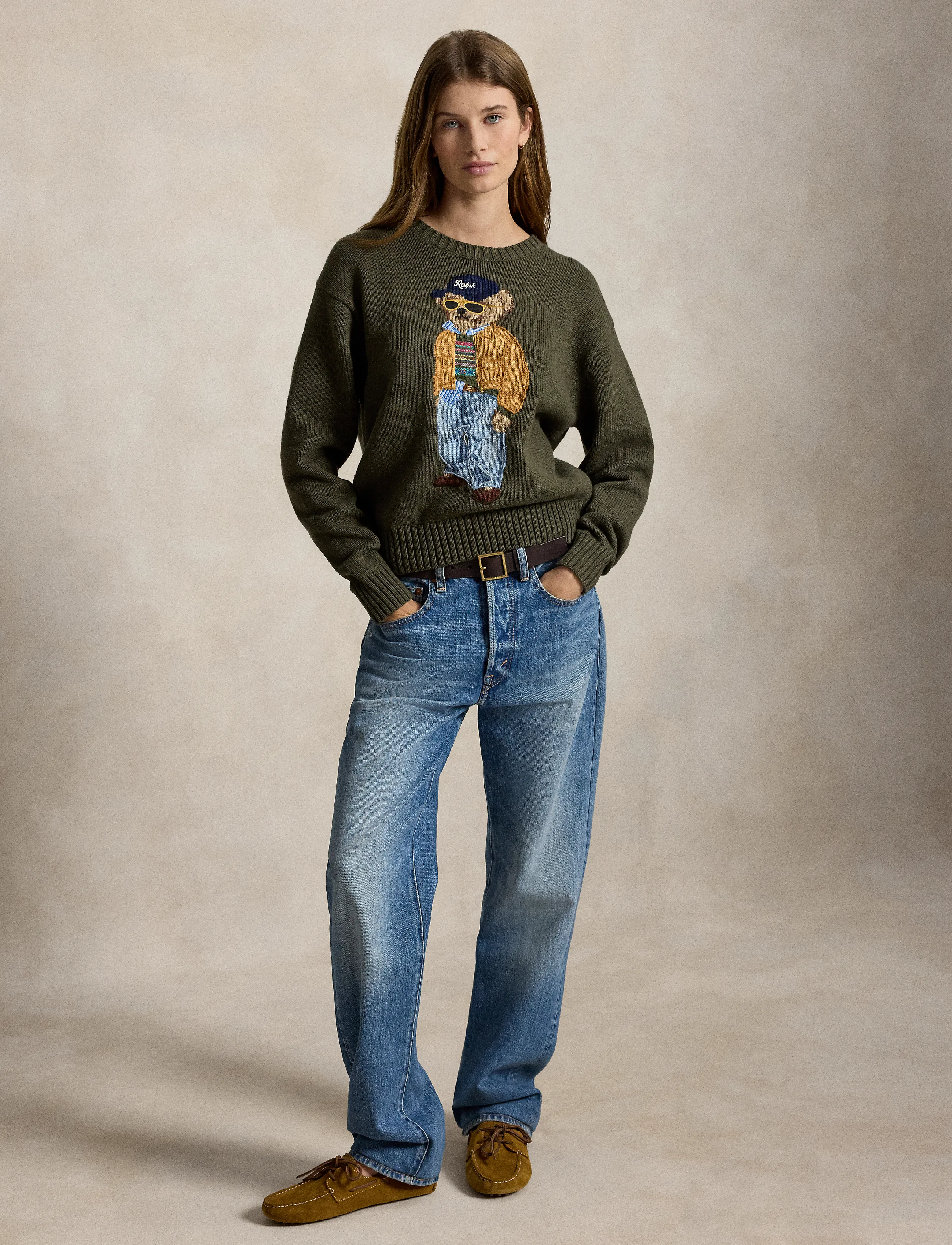 Polo Ralph Lauren - Polo Bear Cotton Crewneck Sweater - marled olive - 4