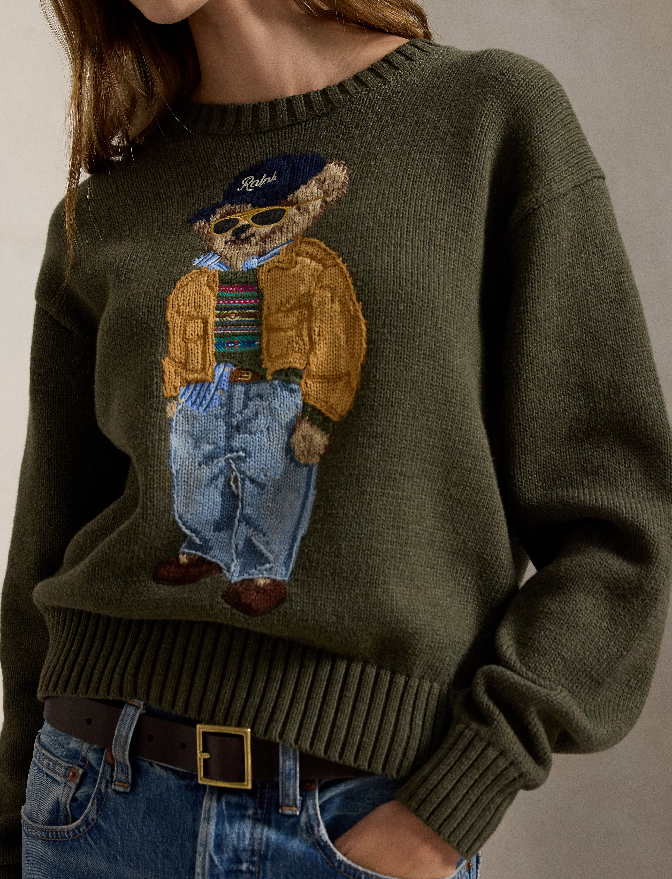 Polo Ralph Lauren - Polo Bear Cotton Crewneck Sweater - marled olive - 5