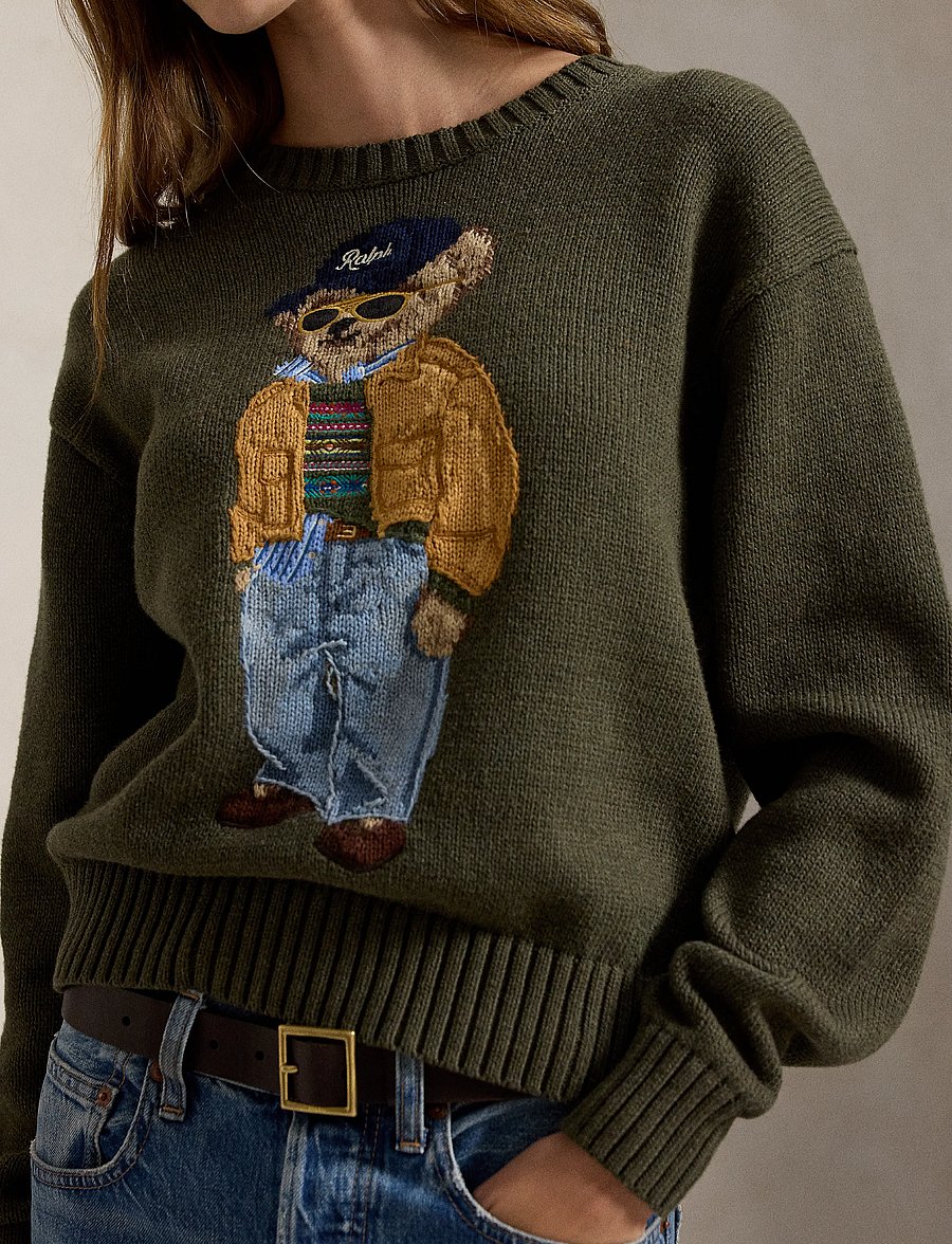Polo Ralph Lauren - Polo Bear Cotton Crewneck Sweater - marled olive - 5