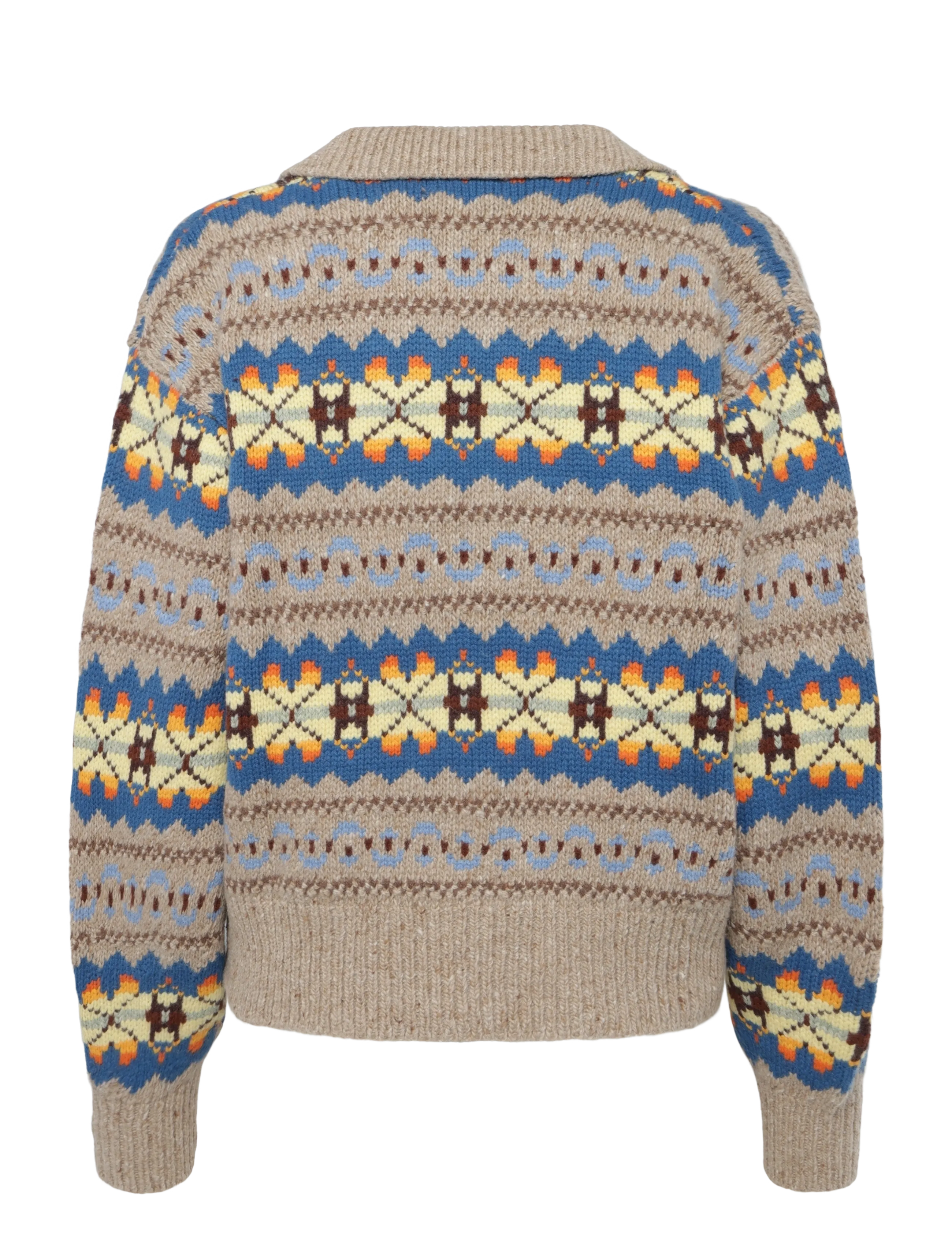 Polo Ralph Lauren - Fair Isle Wool-Blend Polo-Collar Sweater - stickade tröjor - tan multi - 2