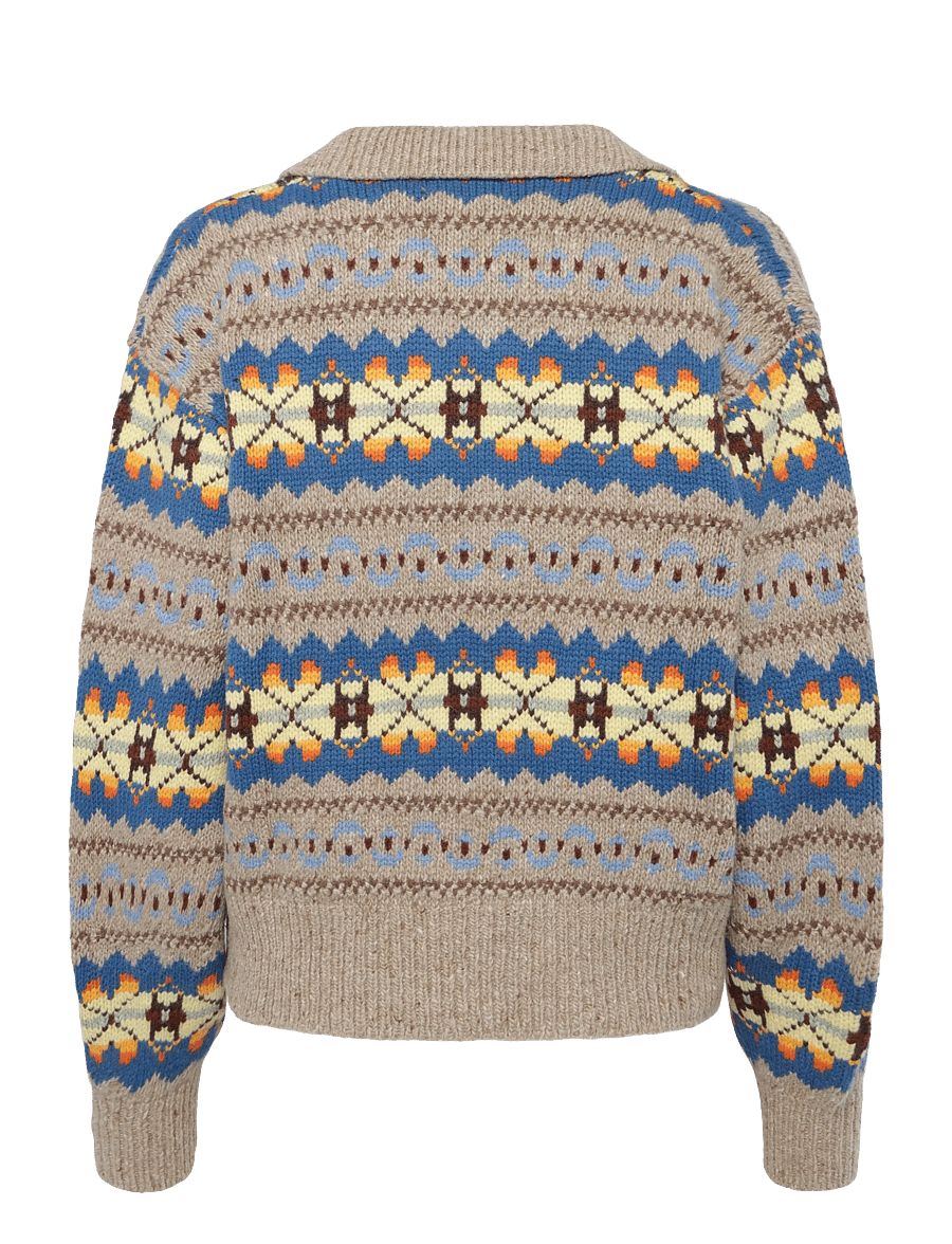 Polo Ralph Lauren - Fair Isle Wool-Blend Polo-Collar Sweater - stickade tröjor - tan multi - 2