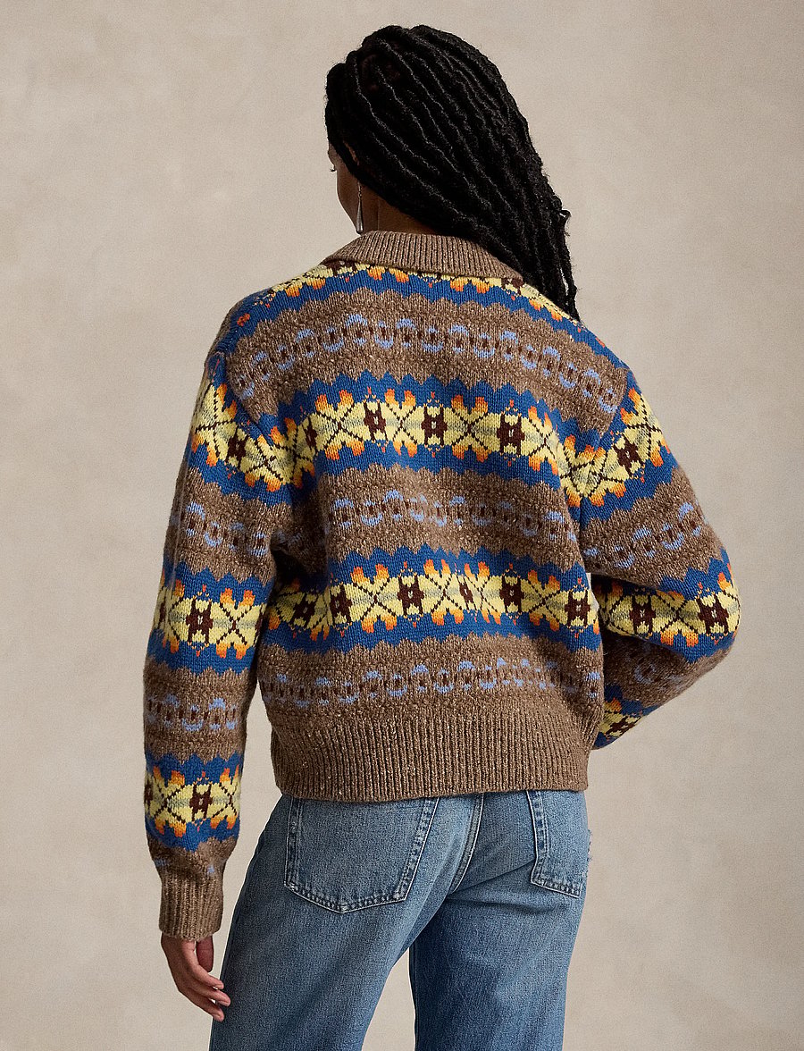 Polo Ralph Lauren - Fair Isle Wool-Blend Polo-Collar Sweater - stickade tröjor - tan multi - 3