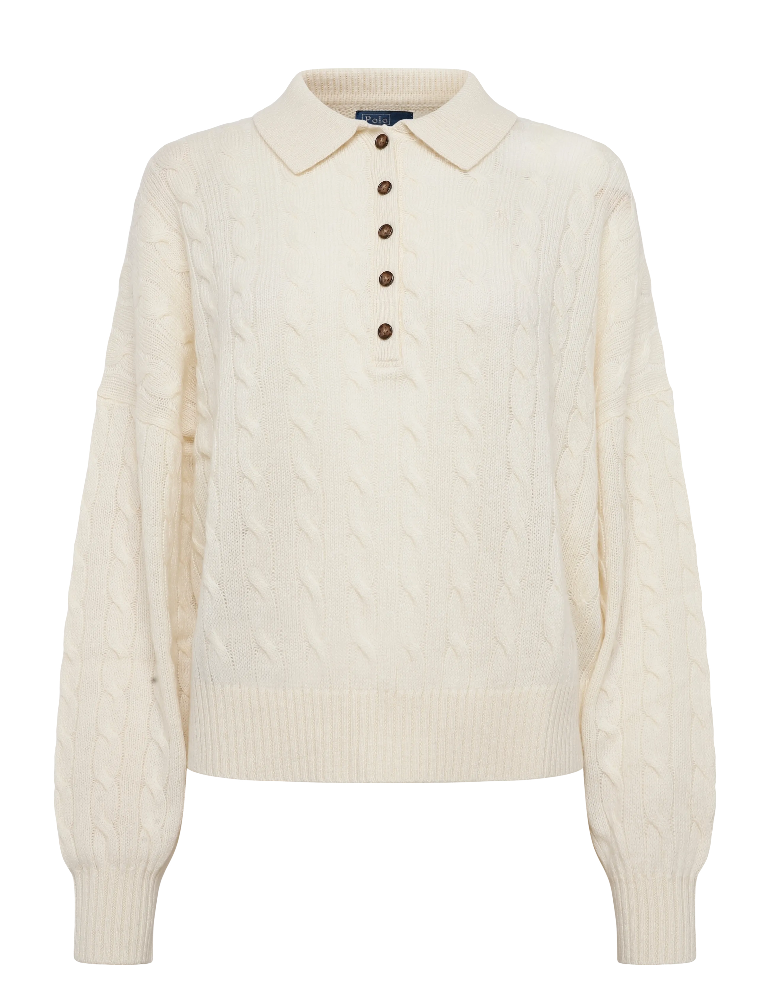 Polo Ralph Lauren - Cable Wool-Cashmere Polo-Collar Sweater - cashmere - authentic cream - 1