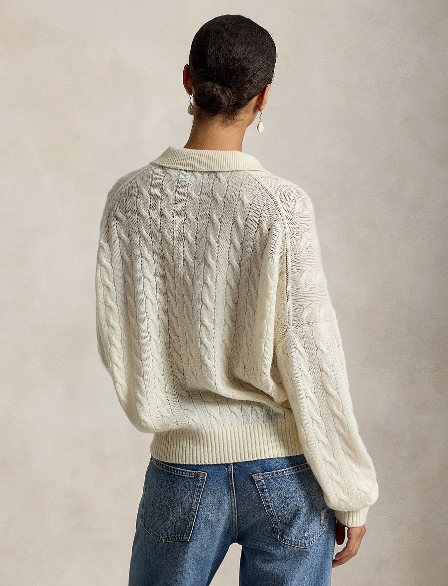 Polo Ralph Lauren - Cable Wool-Cashmere Polo-Collar Sweater - cashmere - authentic cream - 3