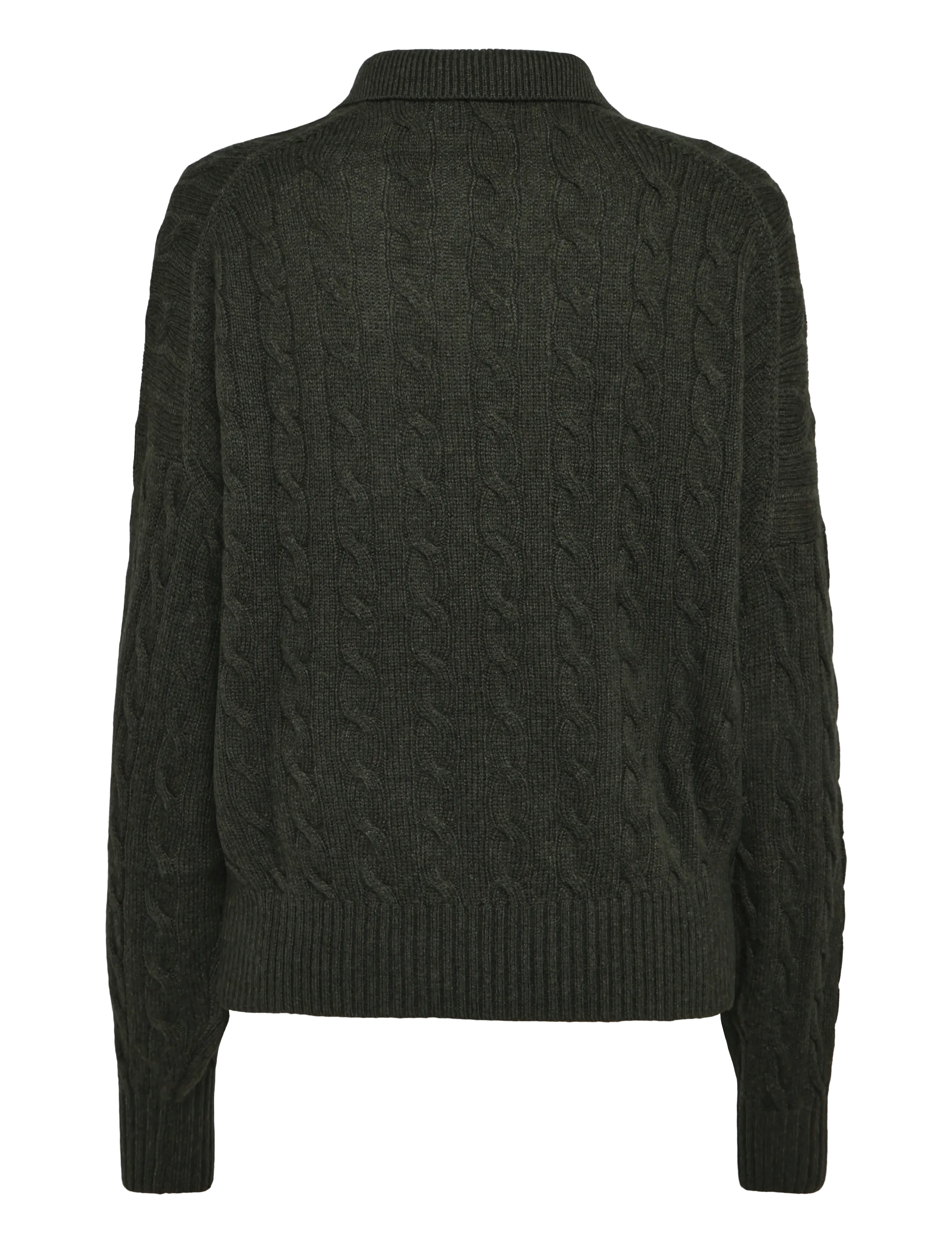 Polo Ralph Lauren - Cable Wool-Cashmere Polo-Collar Sweater - kaschmir - olive umber heath - 1