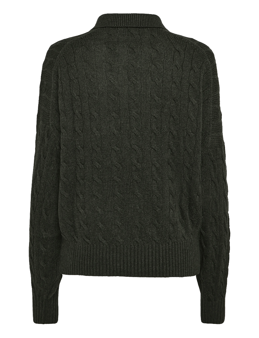 Polo Ralph Lauren - Cable Wool-Cashmere Polo-Collar Sweater - kaschmir - olive umber heath - 1