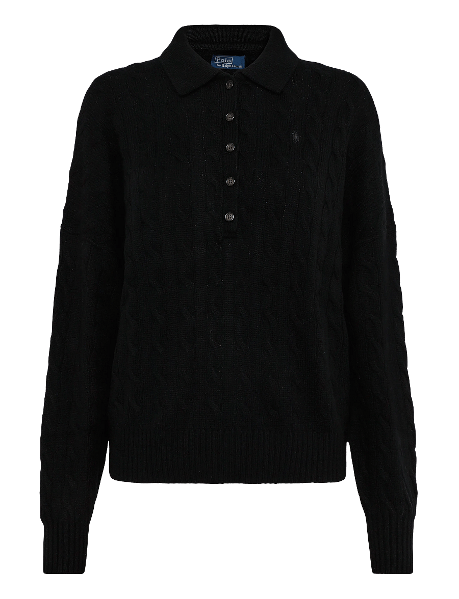Polo Ralph Lauren - Cable Wool-Cashmere Polo-Collar Sweater - cashmere - polo black - 1