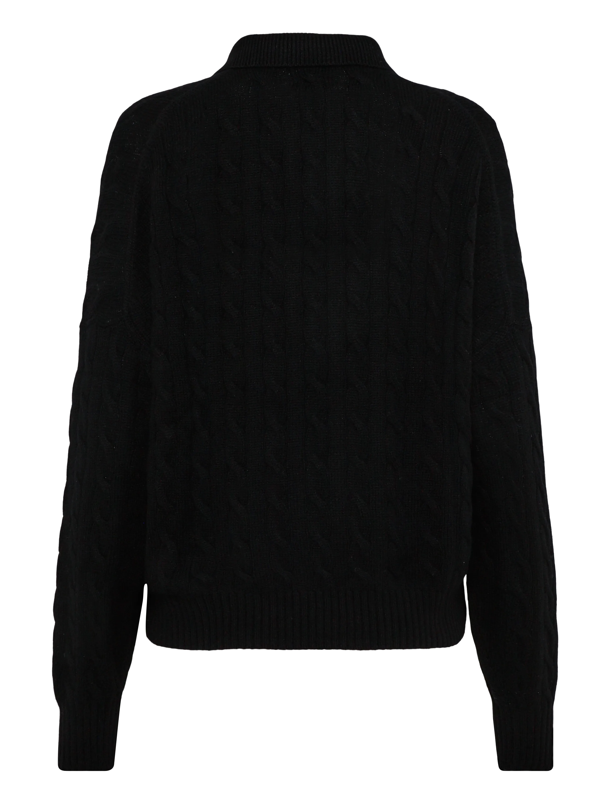 Polo Ralph Lauren - Cable Wool-Cashmere Polo-Collar Sweater - cashmere - polo black - 2