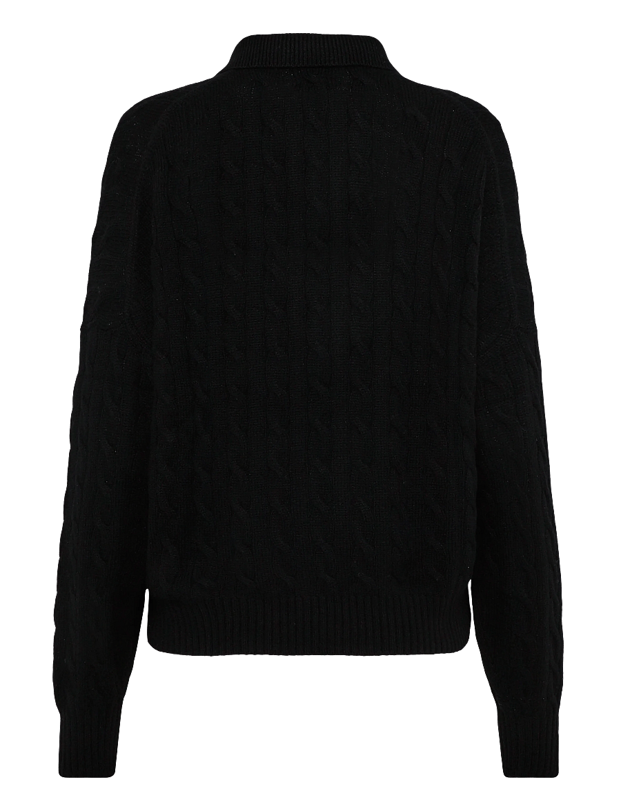 Polo Ralph Lauren - Cable Wool-Cashmere Polo-Collar Sweater - cashmere - polo black - 2