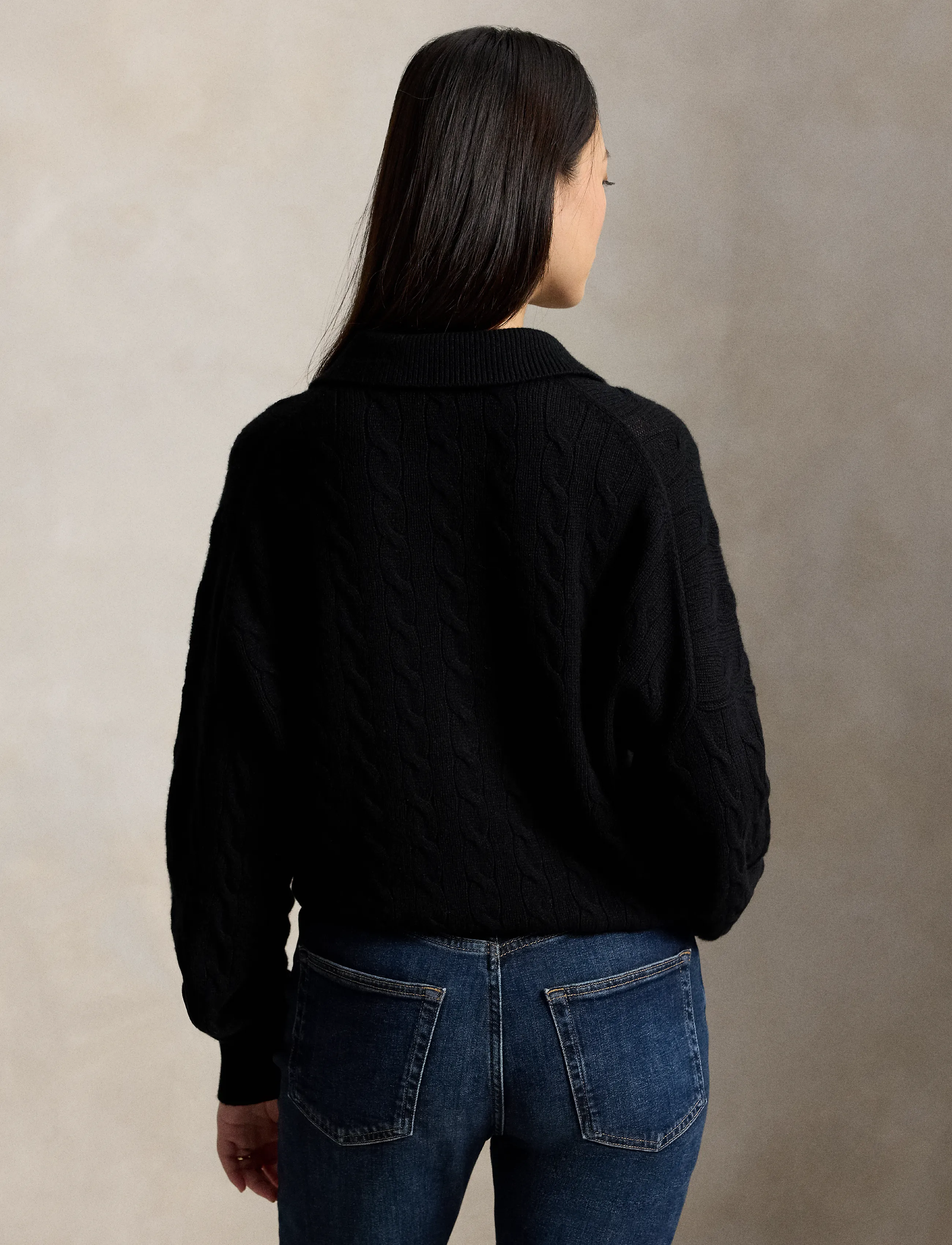 Polo Ralph Lauren - Cable Wool-Cashmere Polo-Collar Sweater - cashmere - polo black - 3