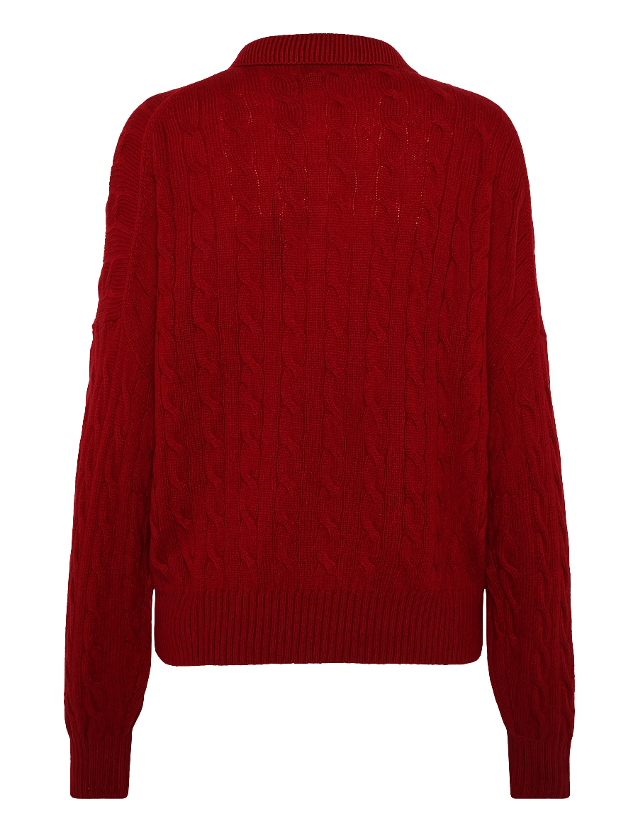 Polo Ralph Lauren - Cable Wool-Cashmere Polo-Collar Sweater - cashmere - university red - 2