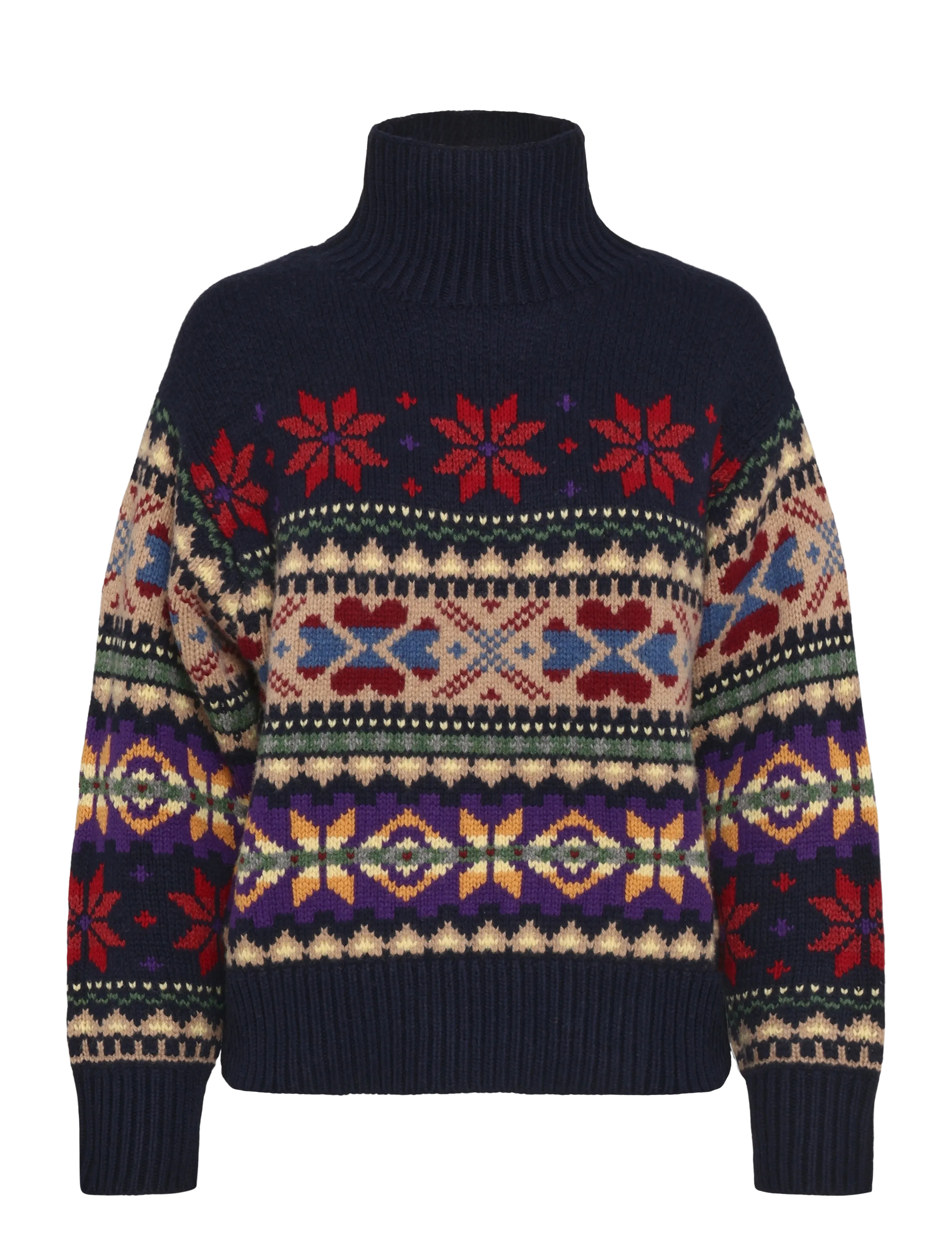 Polo Ralph Lauren Geo-Motif Wool-Cashmere-Blend Turtleneck - För henne - NAVY MULTI / navy