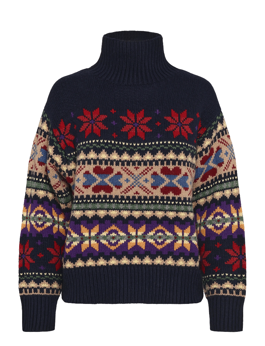 Polo Ralph Lauren - Geo-Motif Wool-Cashmere-Blend Turtleneck - pullover - navy multi - 1