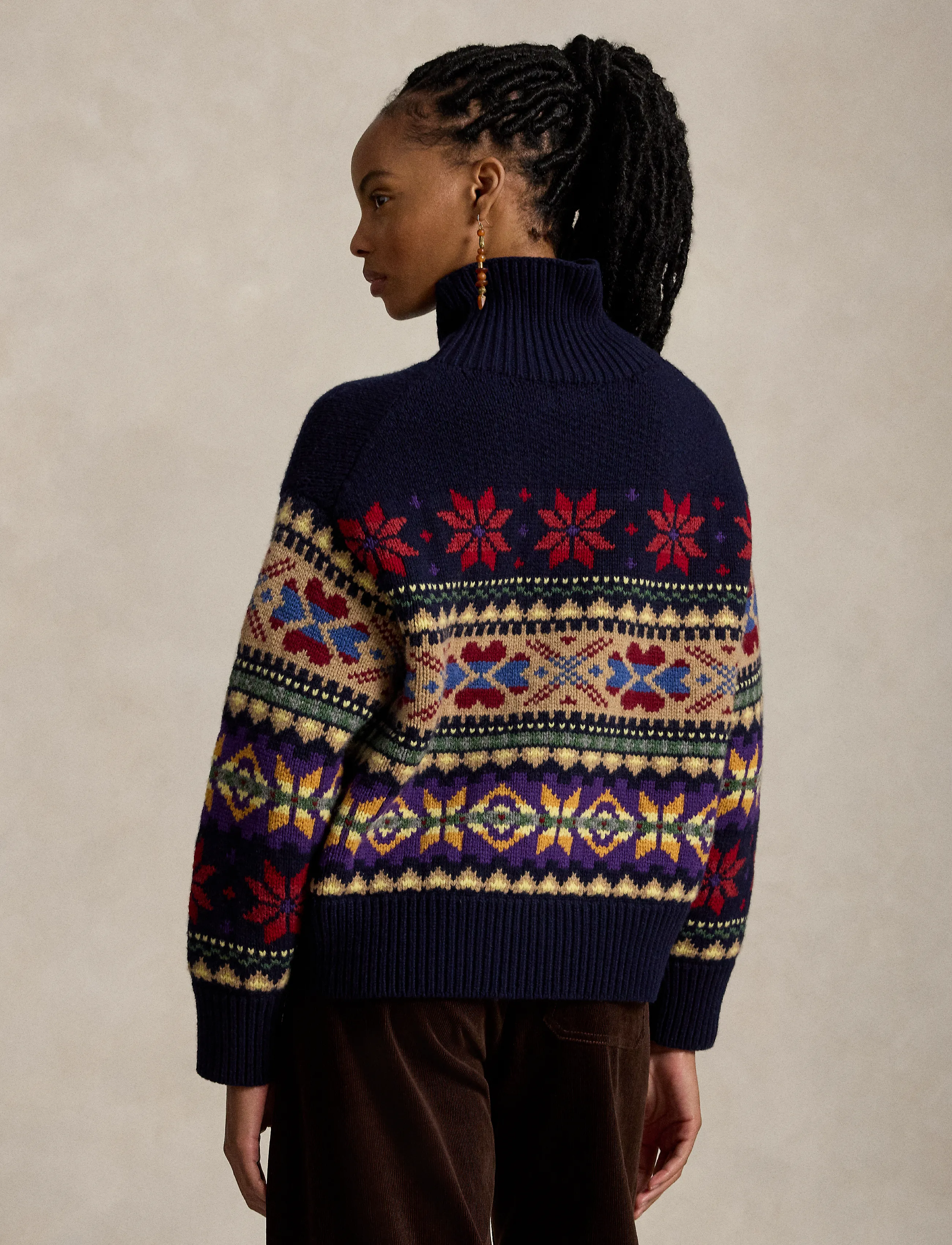 Polo Ralph Lauren - Geo-Motif Wool-Cashmere-Blend Turtleneck - navy multi - 3