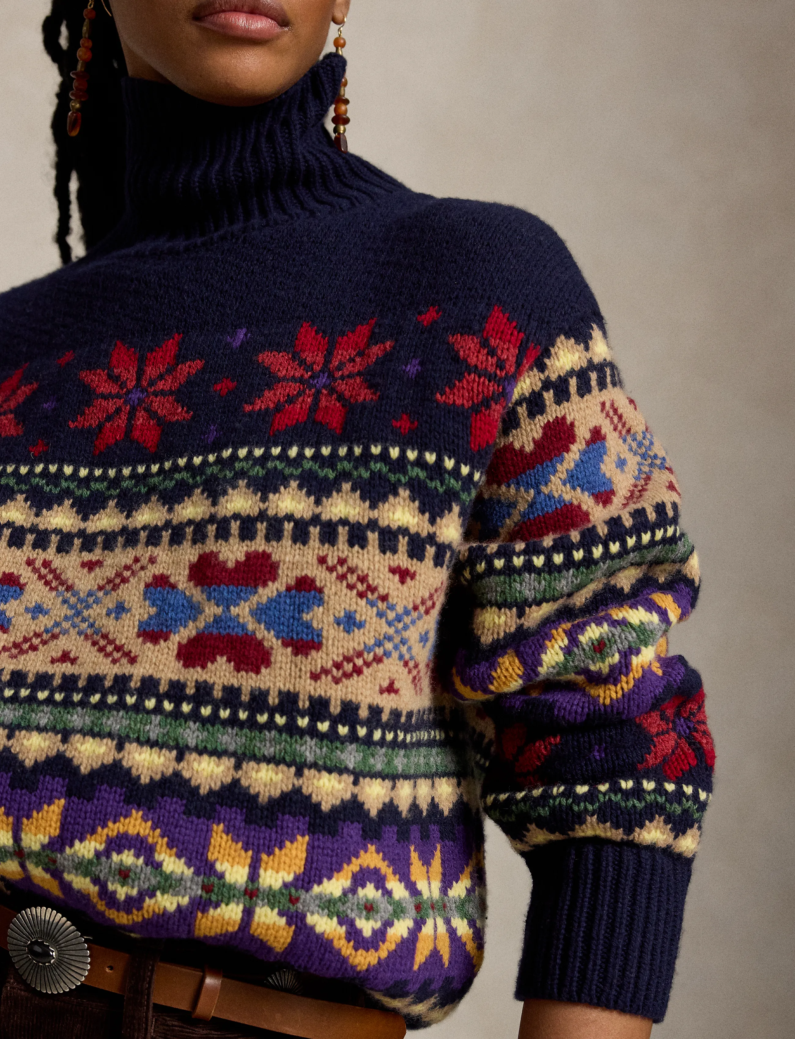 Polo Ralph Lauren - Geo-Motif Wool-Cashmere-Blend Turtleneck - navy multi - 4