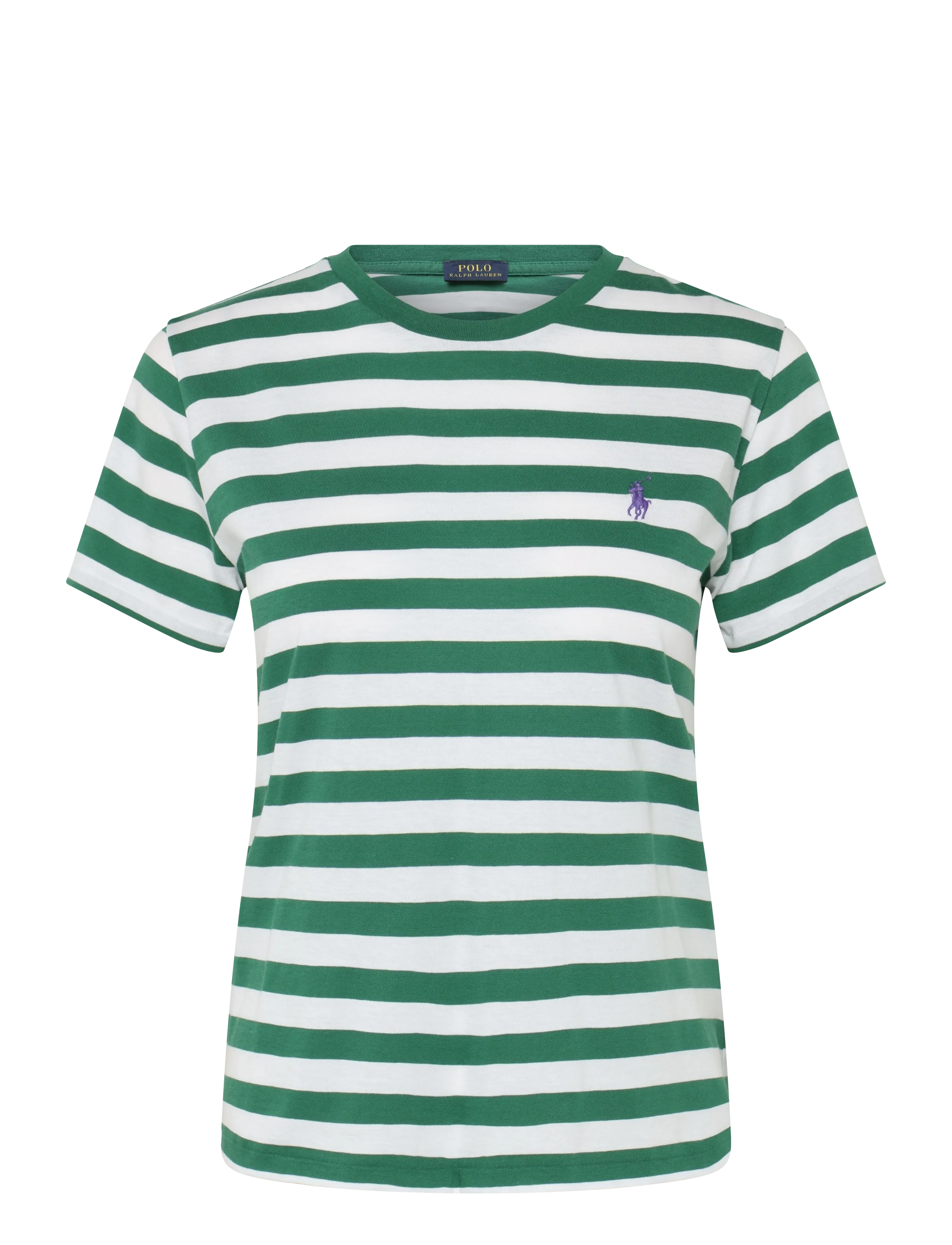 Polo Ralph Lauren Striped Cotton Jersey Tee - Tøj - BUSH GREEN/WHITE / green
