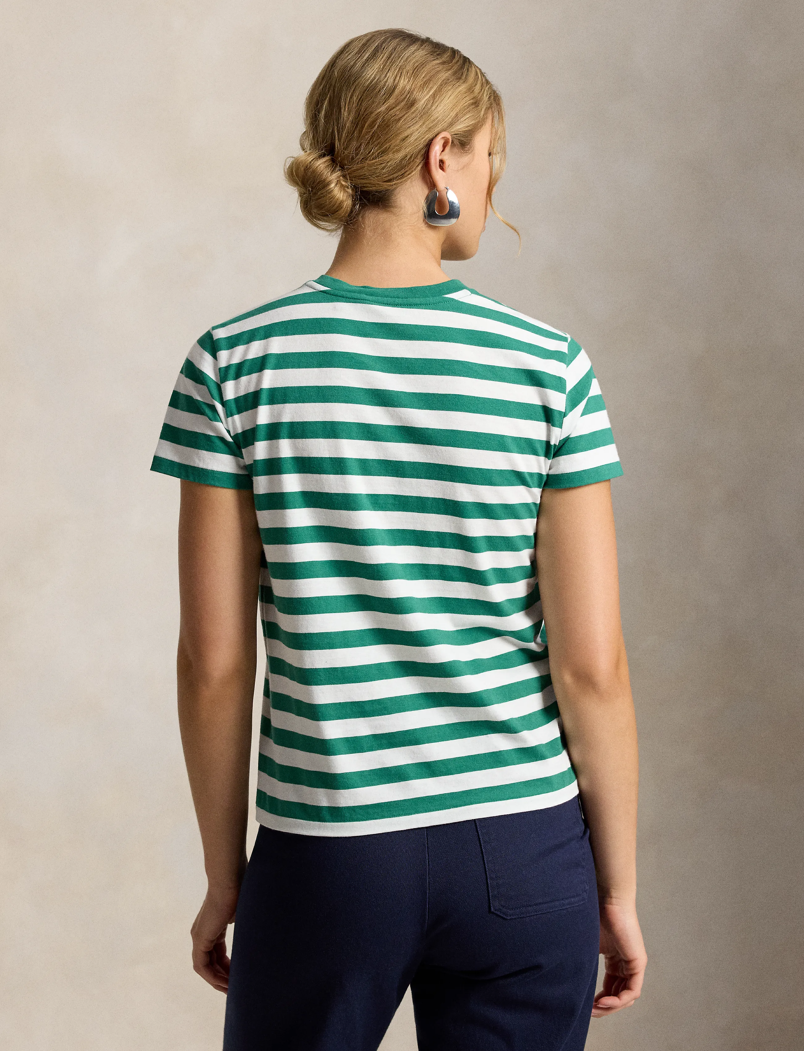 Polo Ralph Lauren - Striped Cotton Jersey Tee - t-shirts - bush green/white - 3