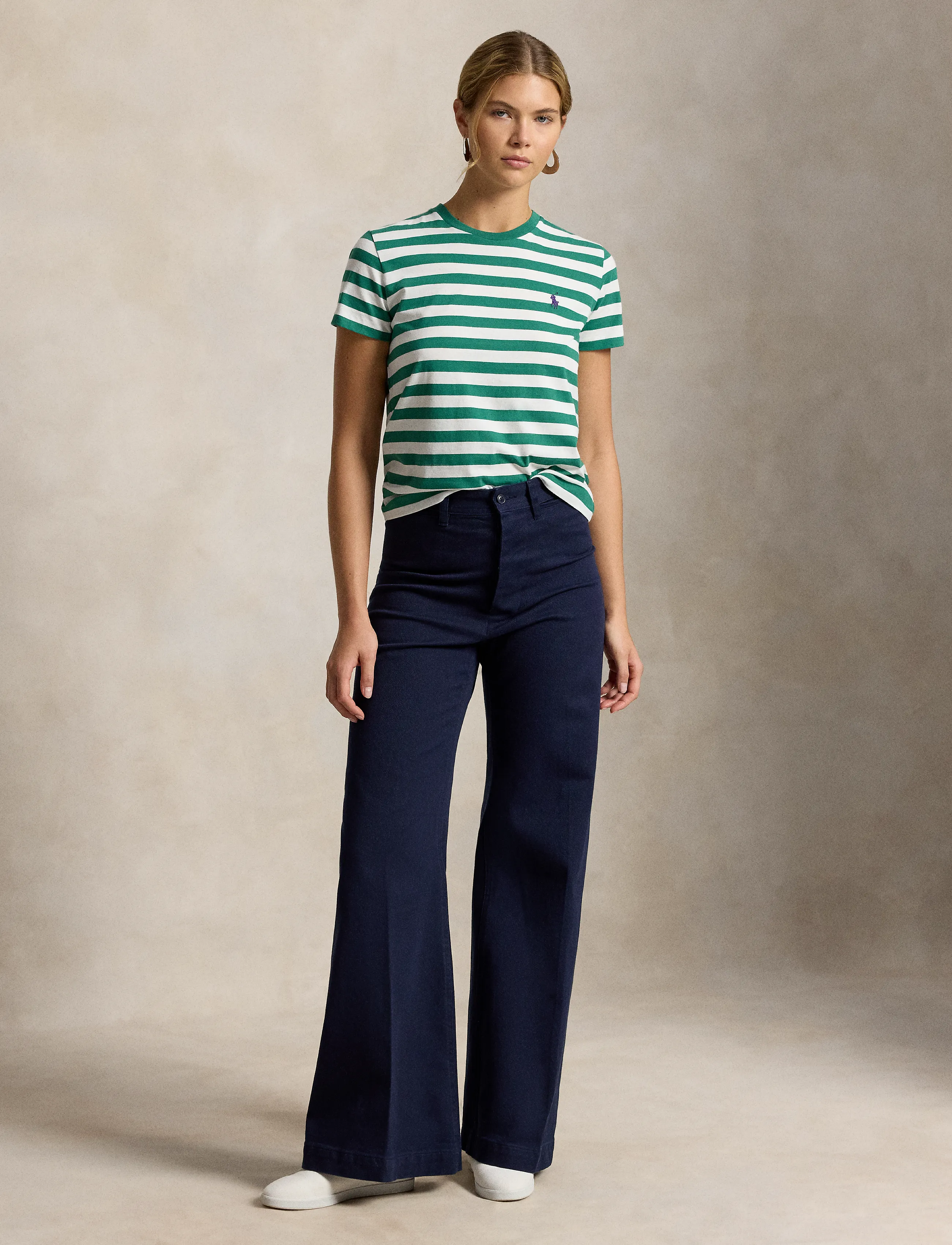 Polo Ralph Lauren - Striped Cotton Jersey Tee - t-shirts - bush green/white - 4