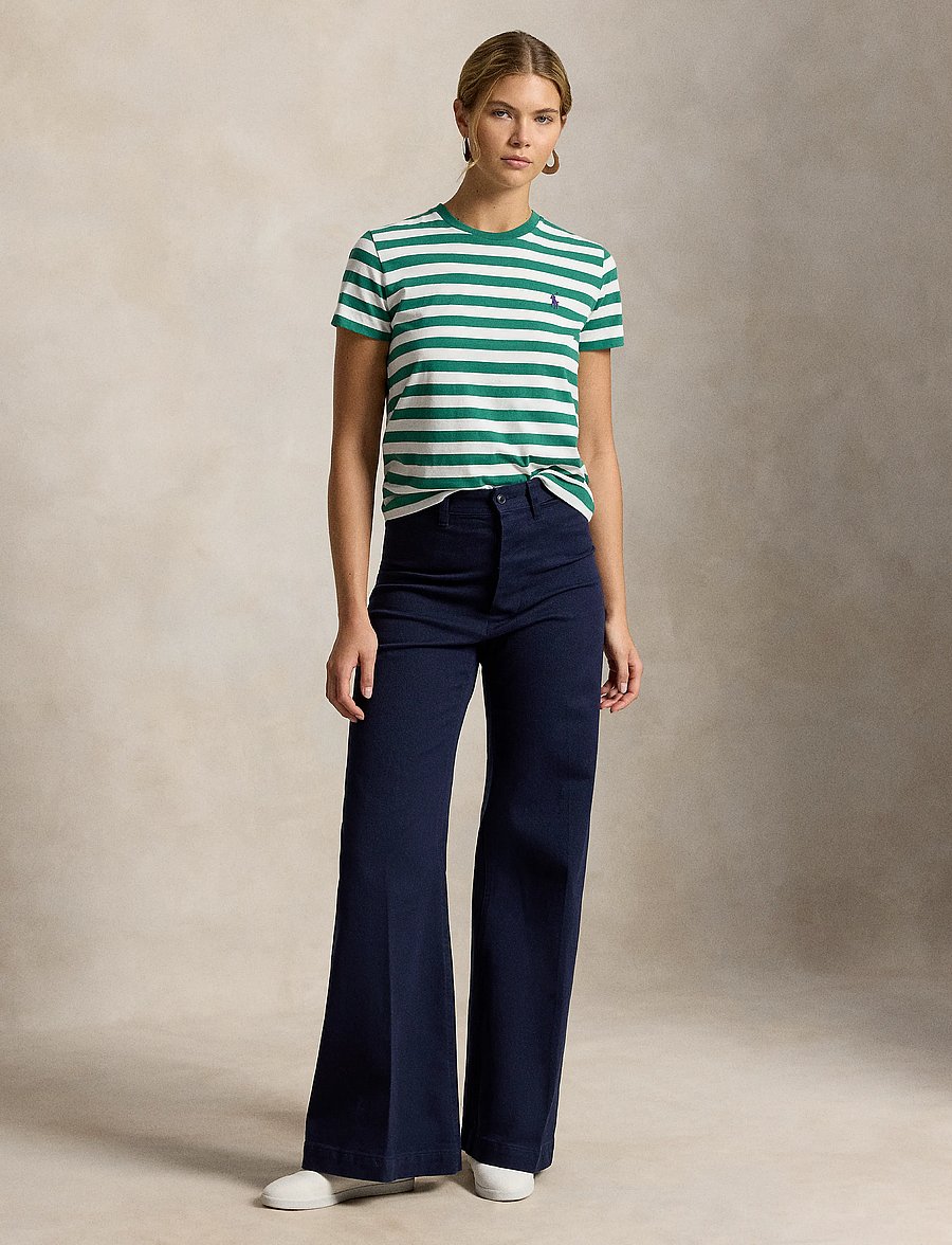 Polo Ralph Lauren - Striped Cotton Jersey Tee - t-shirts - bush green/white - 4