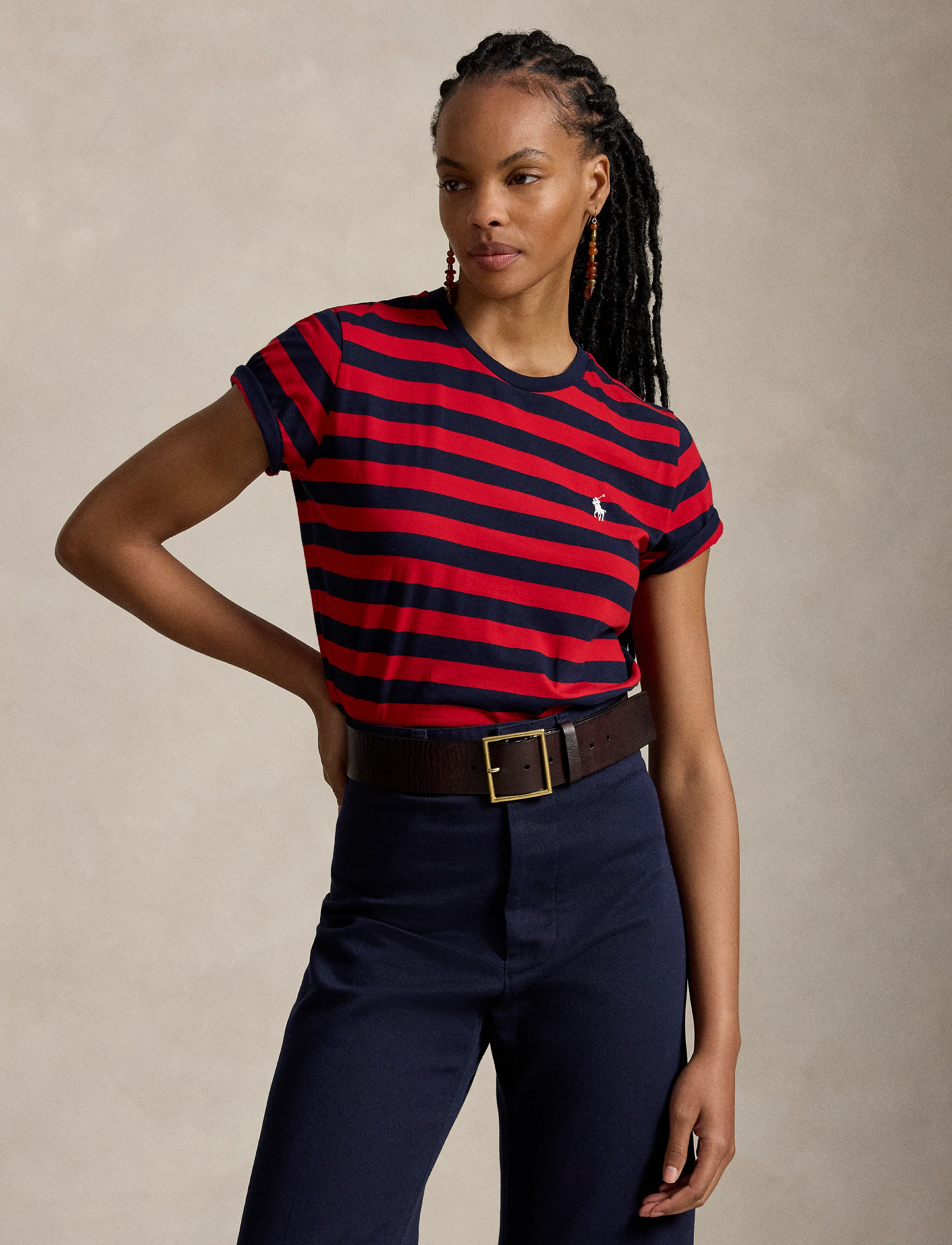 Polo Ralph Lauren Striped Cotton Jersey Tee - Ralph Lauren - HUNTER NAVY/RL200 / red