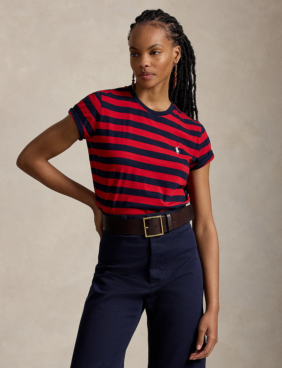 Polo Ralph Lauren - Striped Cotton Jersey Tee - t-shirts - hunter navy/rl200 - 0