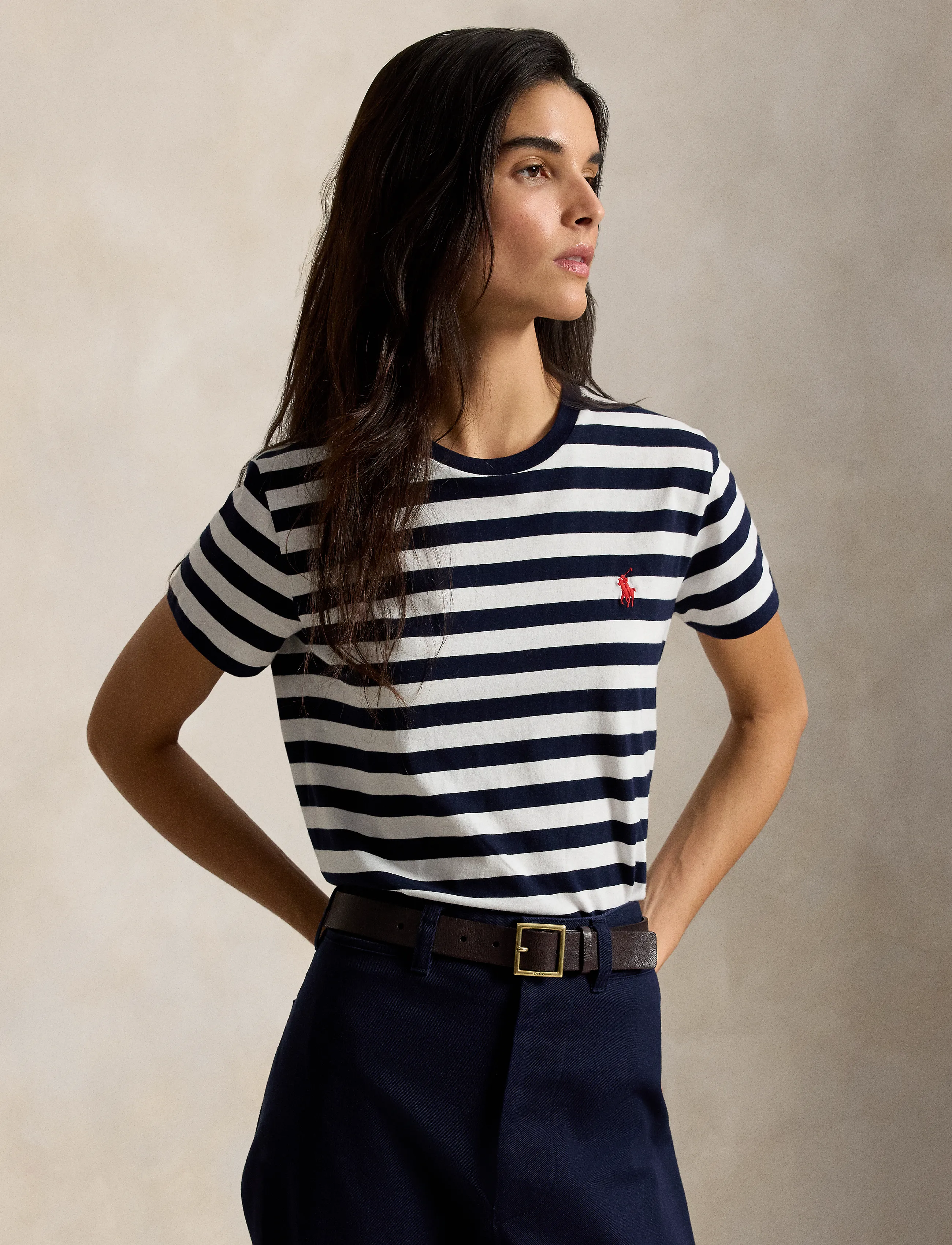 Polo Ralph Lauren Striped Cotton Jersey Tee - Ralph Lauren - HUNTER NAVY/WHITE / white