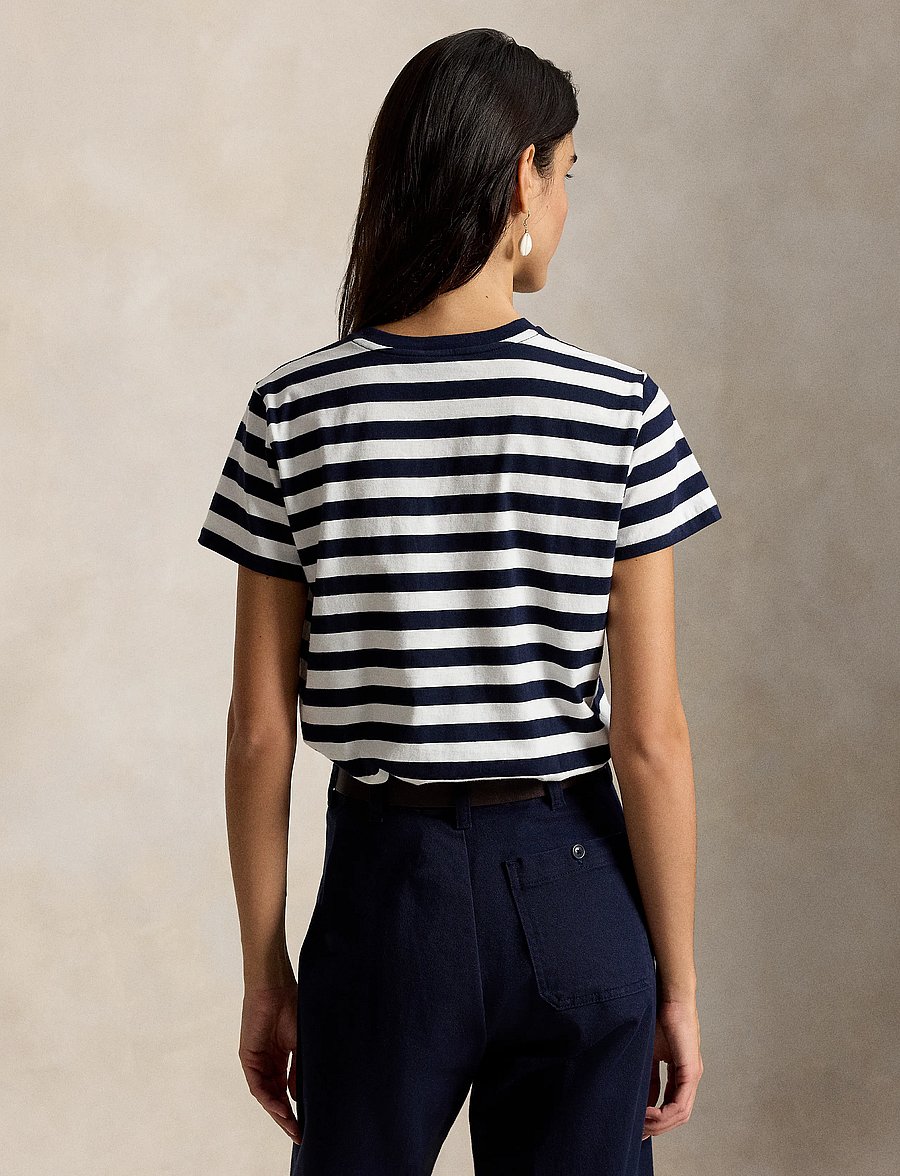Polo Ralph Lauren - Striped Cotton Jersey Tee - t-shirts - hunter navy/white - 3