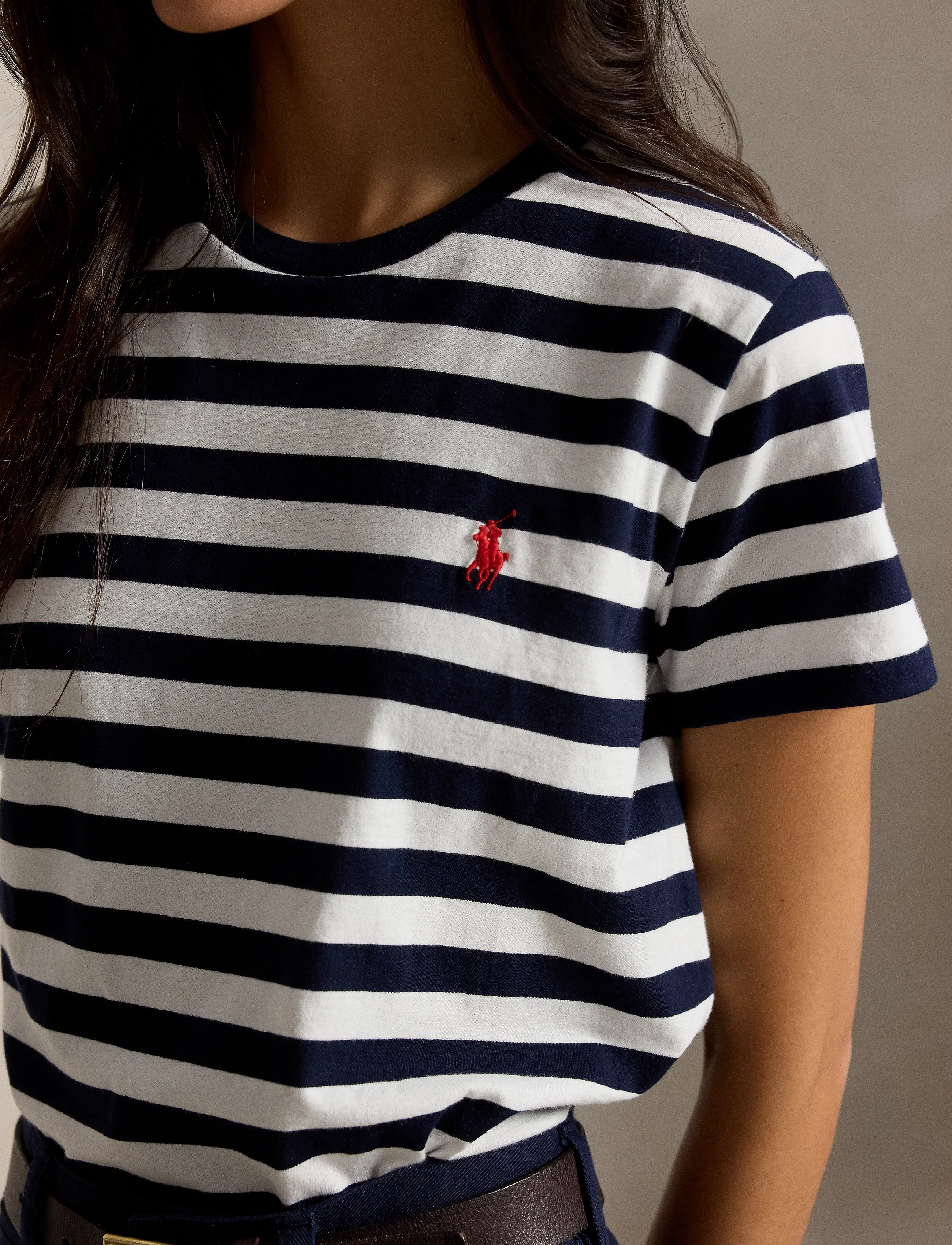 Polo Ralph Lauren - Striped Cotton Jersey Tee - t-shirts - hunter navy/white - 4