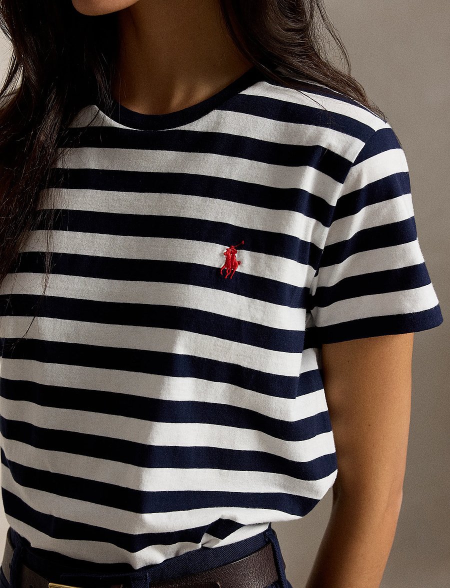 Polo Ralph Lauren - Striped Cotton Jersey Tee - t-shirts - hunter navy/white - 4