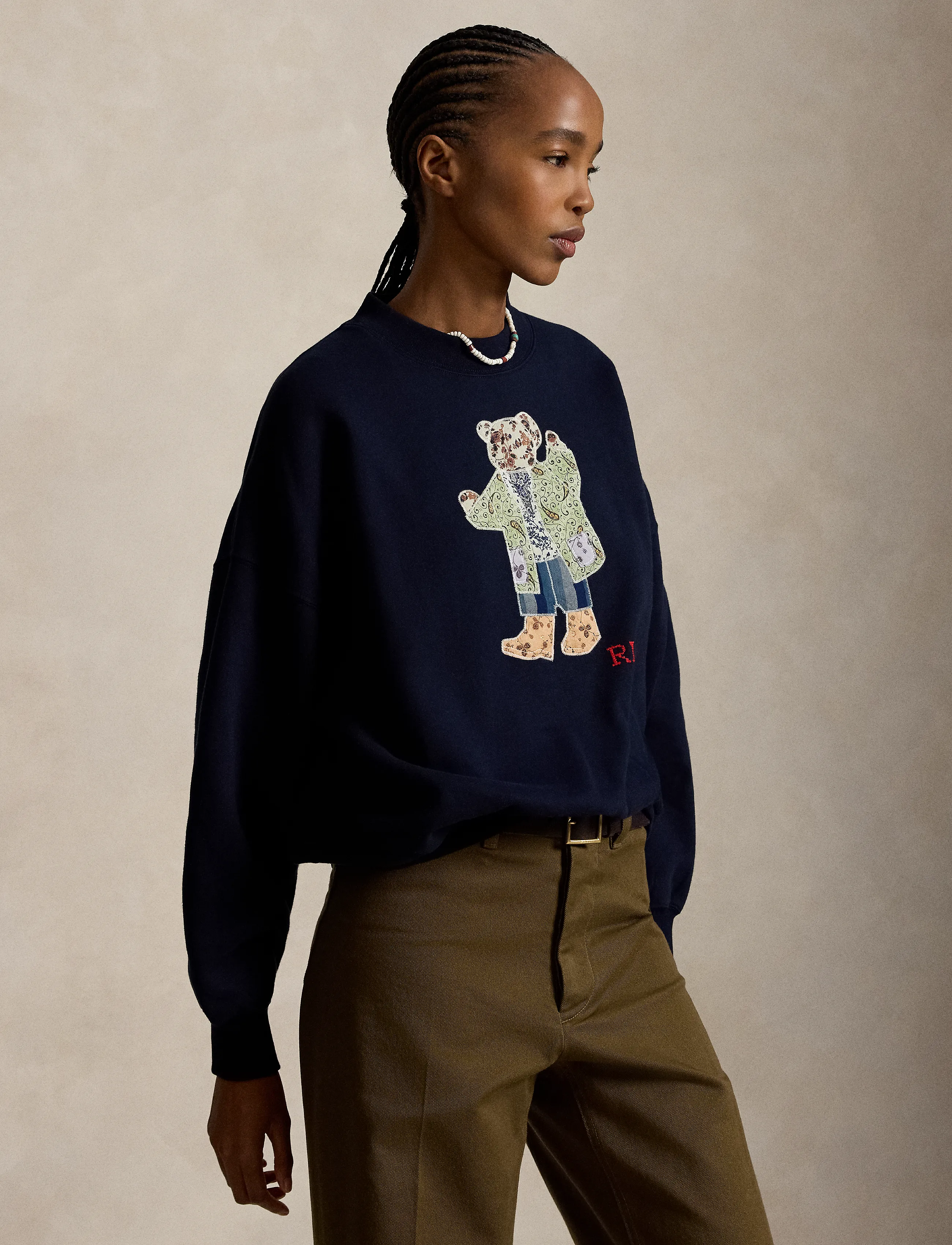 Sweatshirt i bomull med marinblå Bear Polo 3