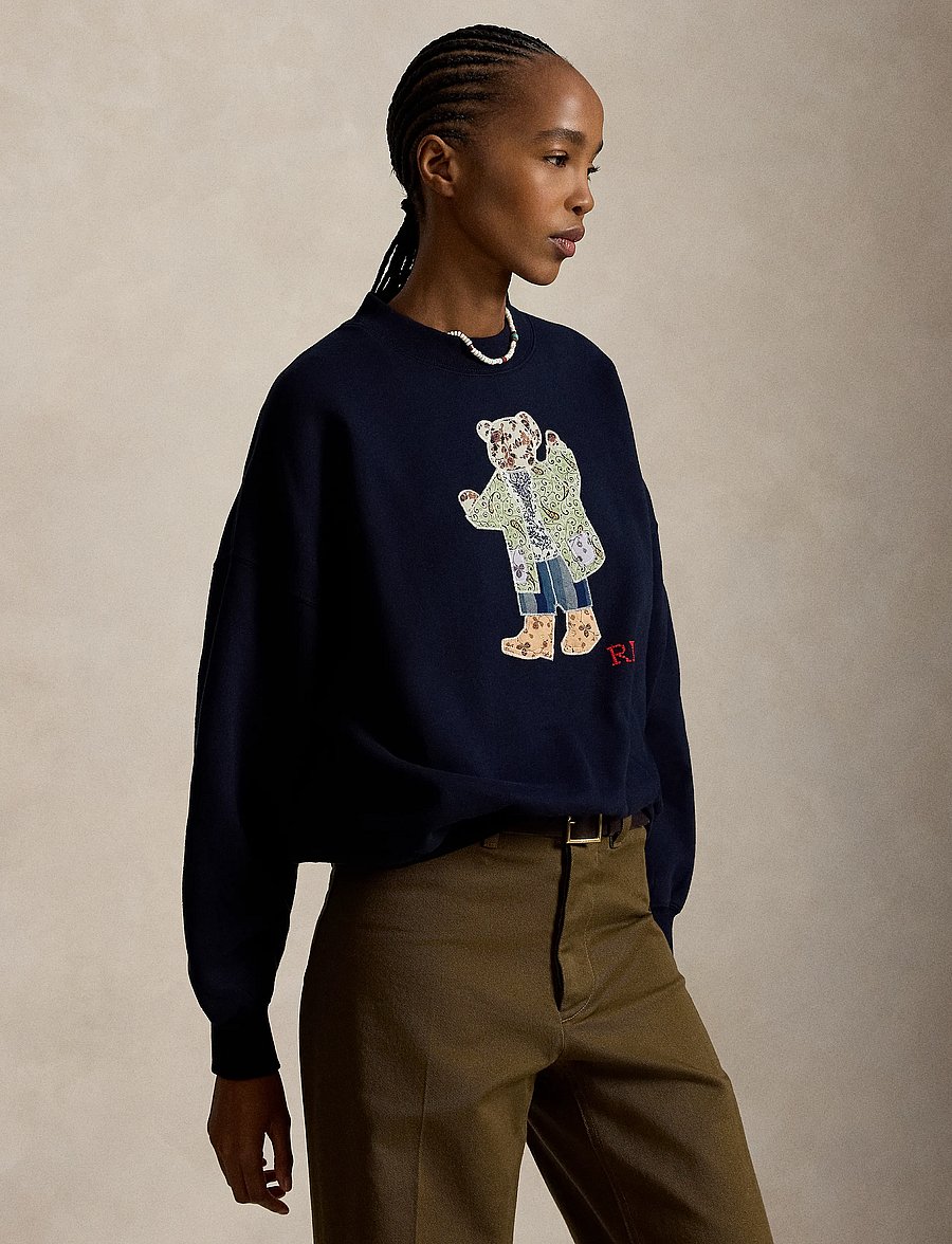 Polo Ralph Lauren - Patchwork Polo Bear Fleece Crewneck - vardagsstil - hunter navy - 0