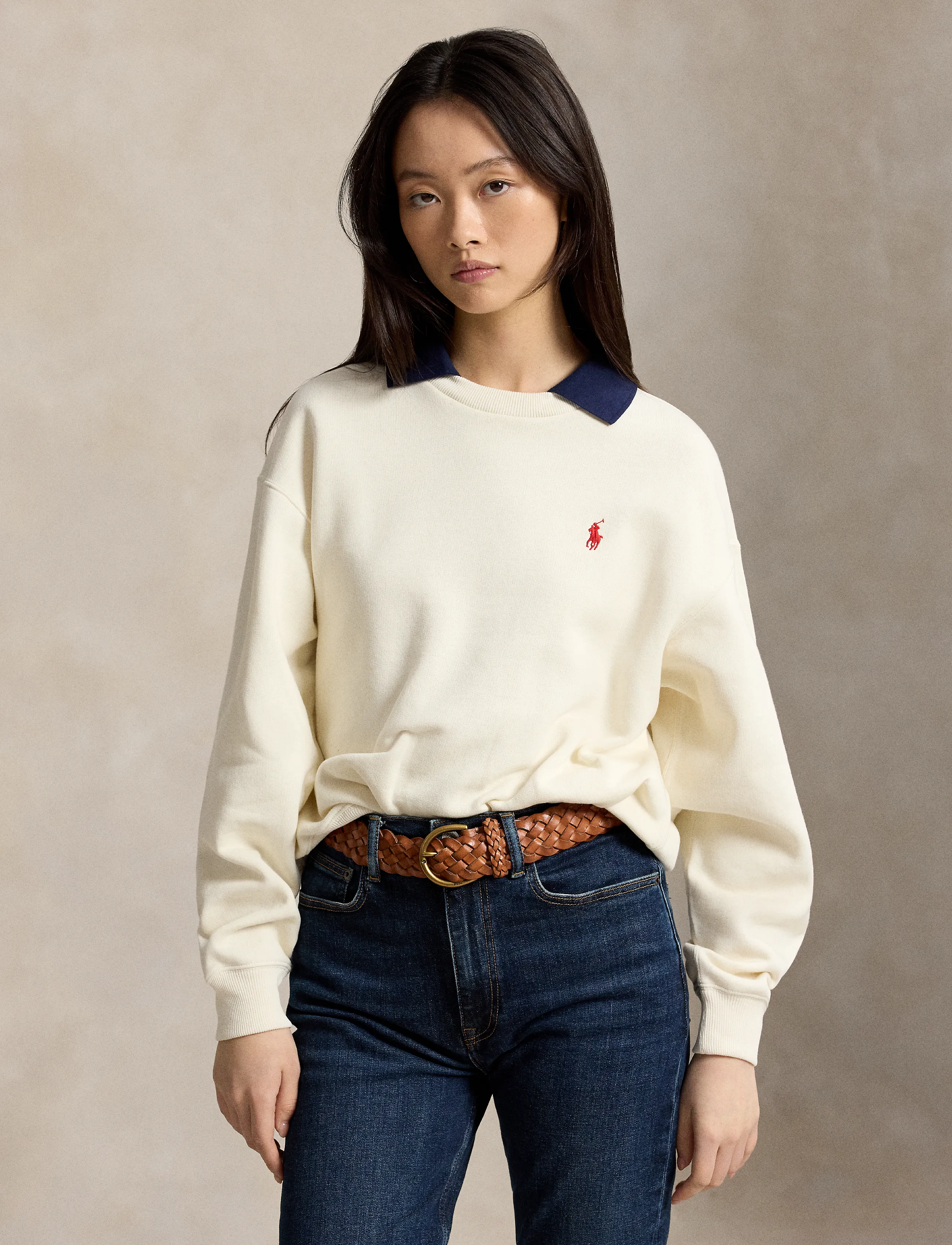 Polo Ralph Lauren - Polo-Collar Fleece Crewneck - warm white - 0