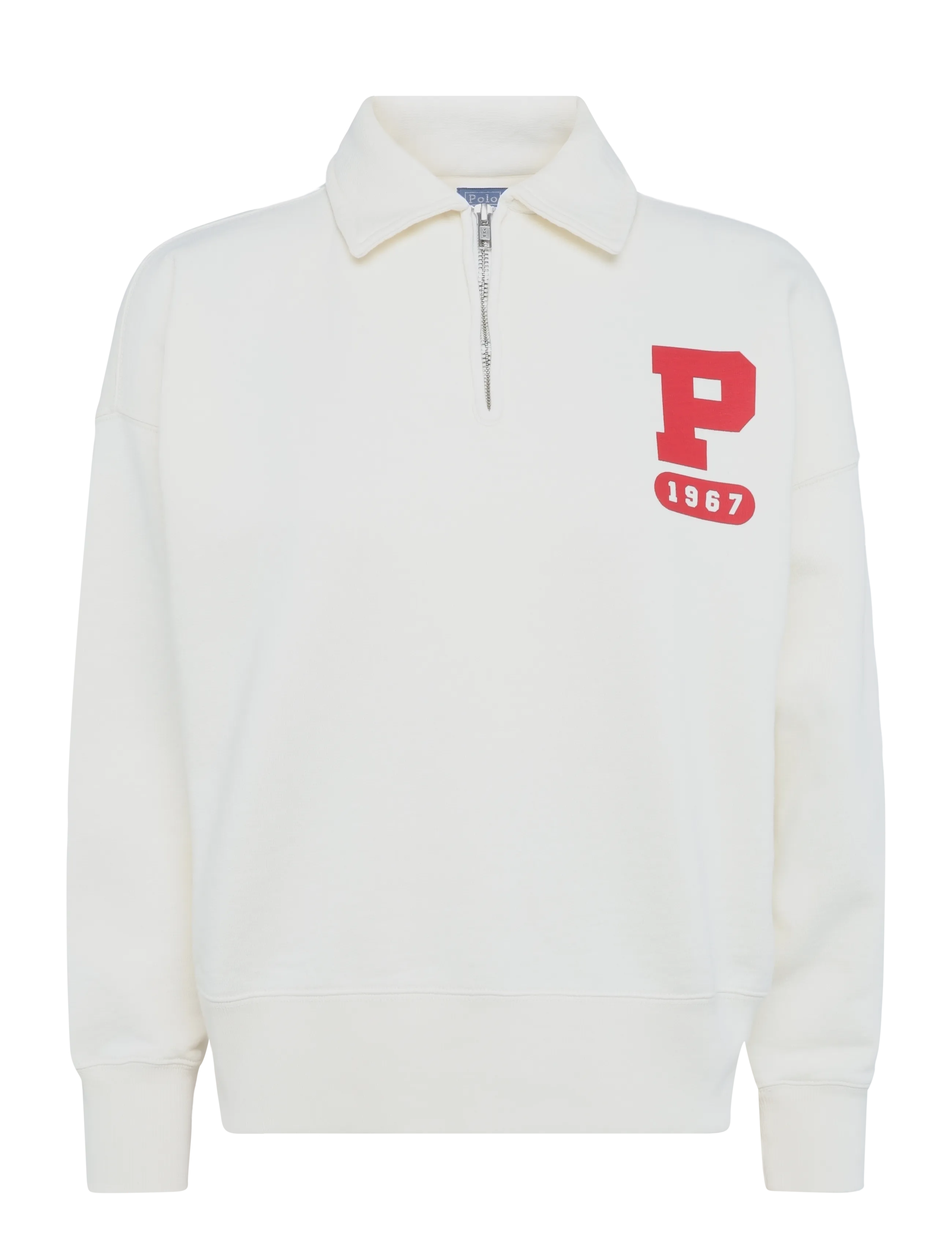 Polo Ralph Lauren “P” Logo Slub Fleece Quarter-Zip - Sweatshirts - WARM WHITE / cream
