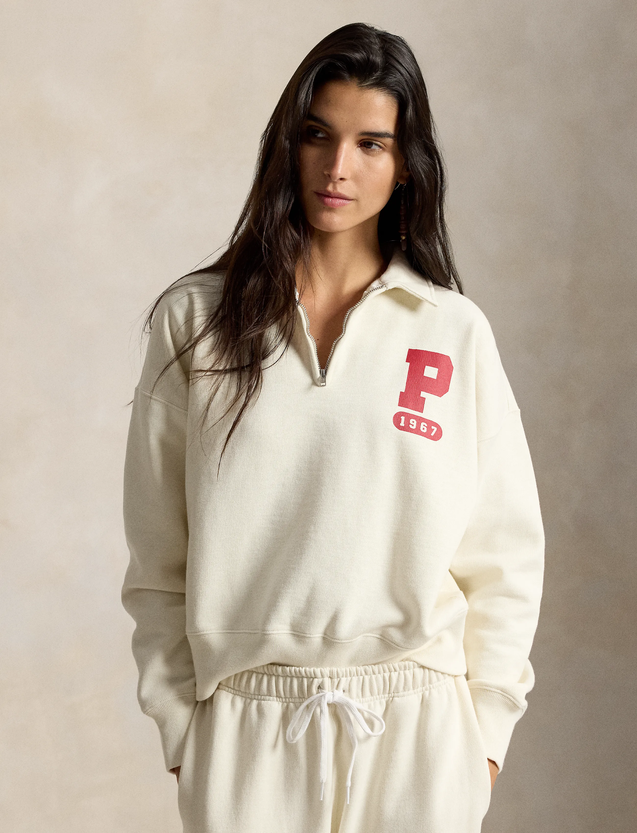 Polo Ralph Lauren - “P” Logo Slub Fleece Quarter-Zip - fleeces & midlayers - warm white - 0