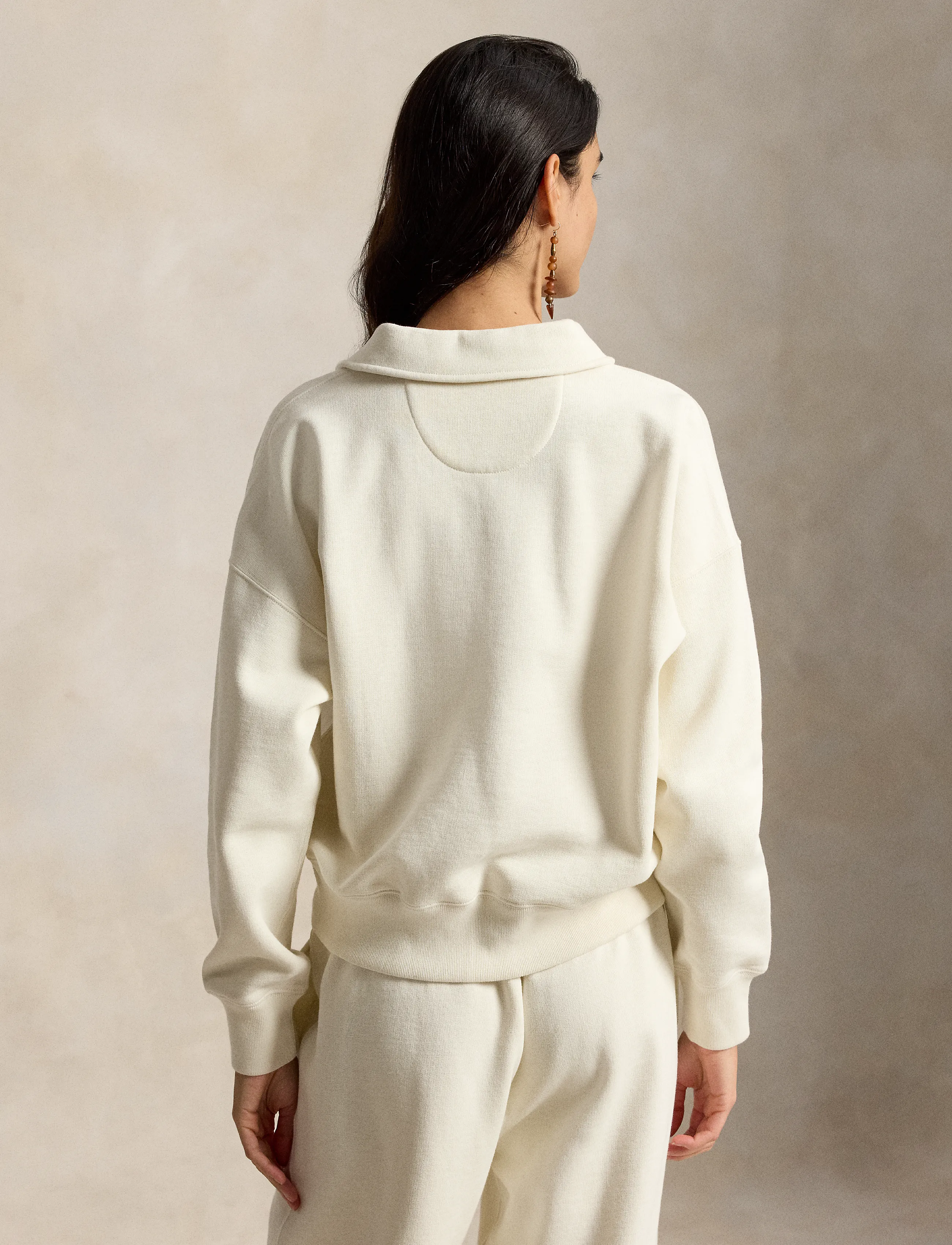 Polo Ralph Lauren - “P” Logo Slub Fleece Quarter-Zip - fleeces & midlayers - warm white - 3