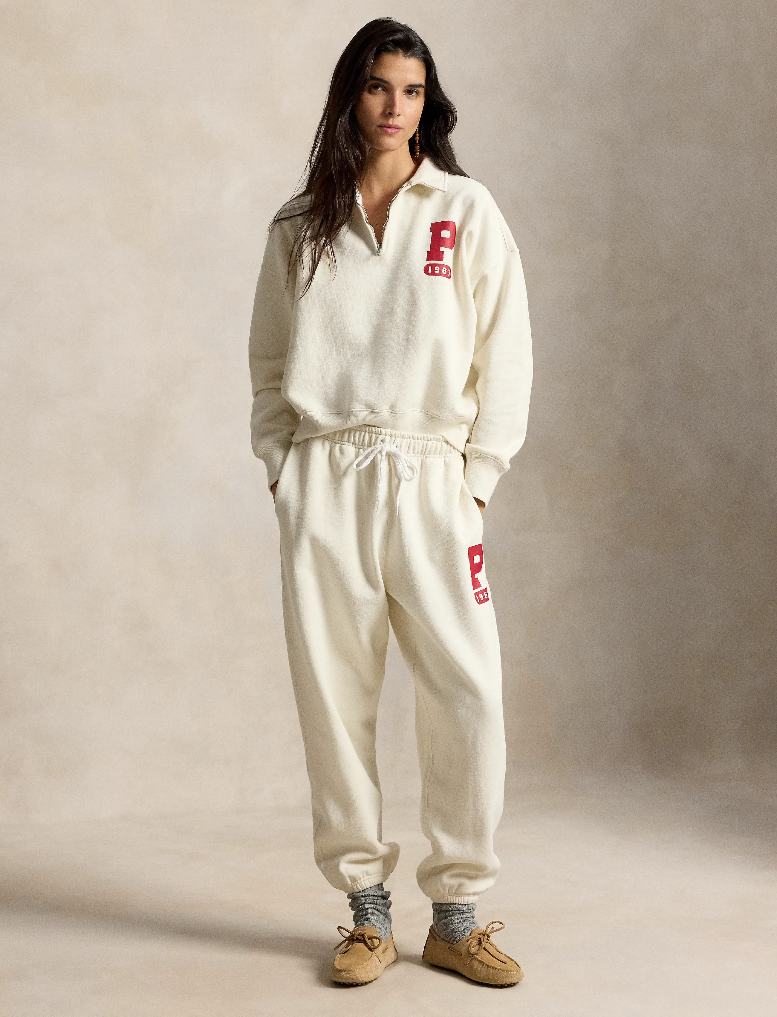 Polo Ralph Lauren - “P” Logo Slub Fleece Quarter-Zip - fleeces & midlayers - warm white - 5