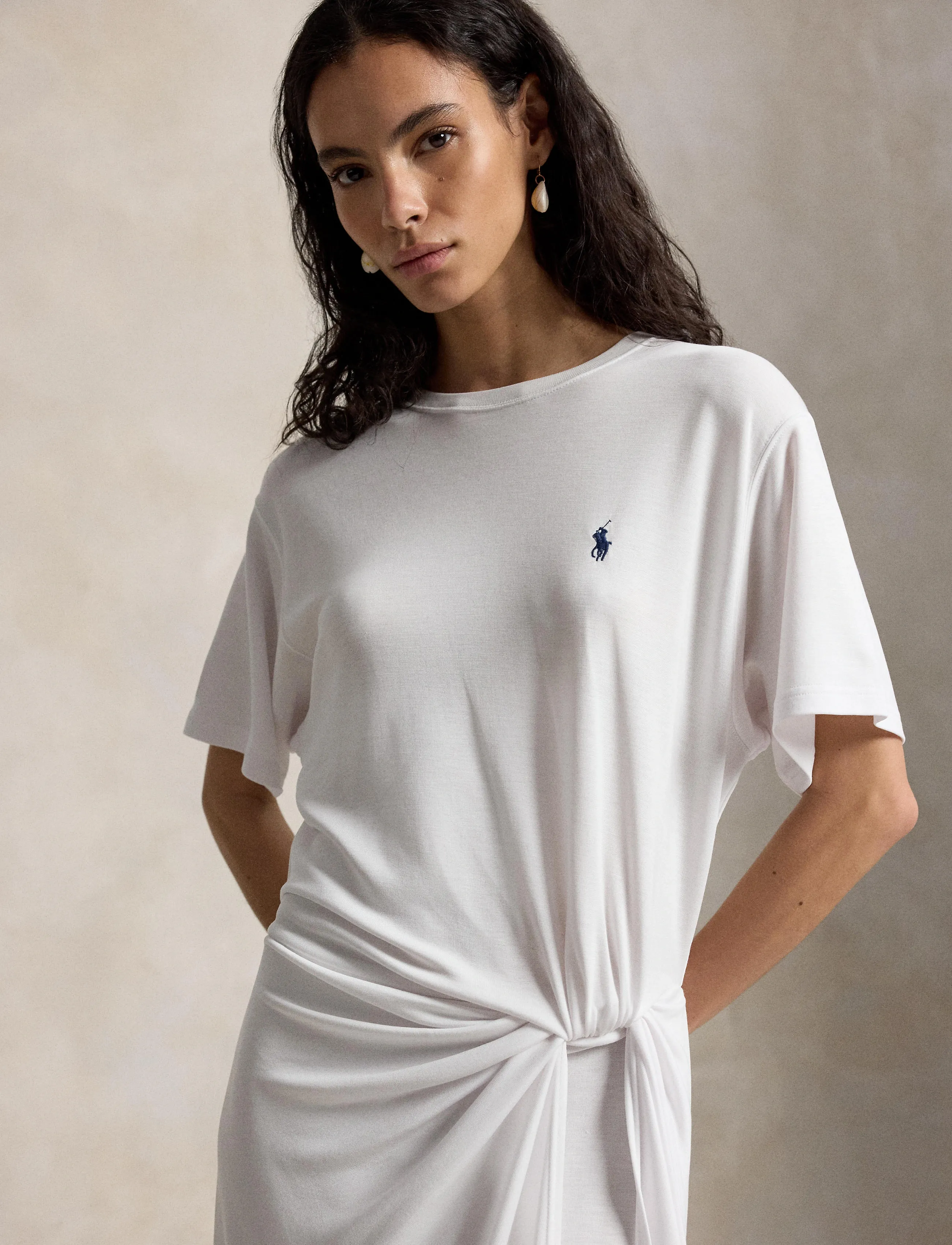 Polo Ralph Lauren Lyocell-Knt-Dresses, L, White, Kjoler > Maxikjole, Dame