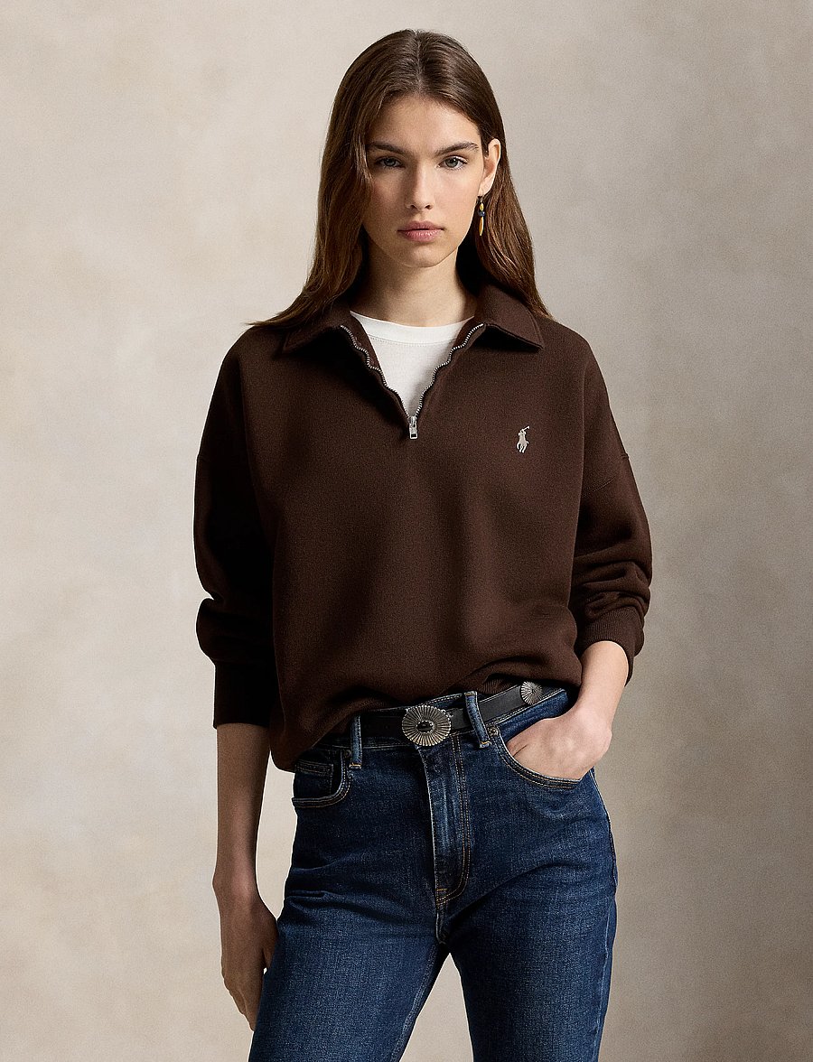 Polo Ralph Lauren - Sweatshirt med kort dragkedja - sweatshirts & hoodies - circuit brown - 1