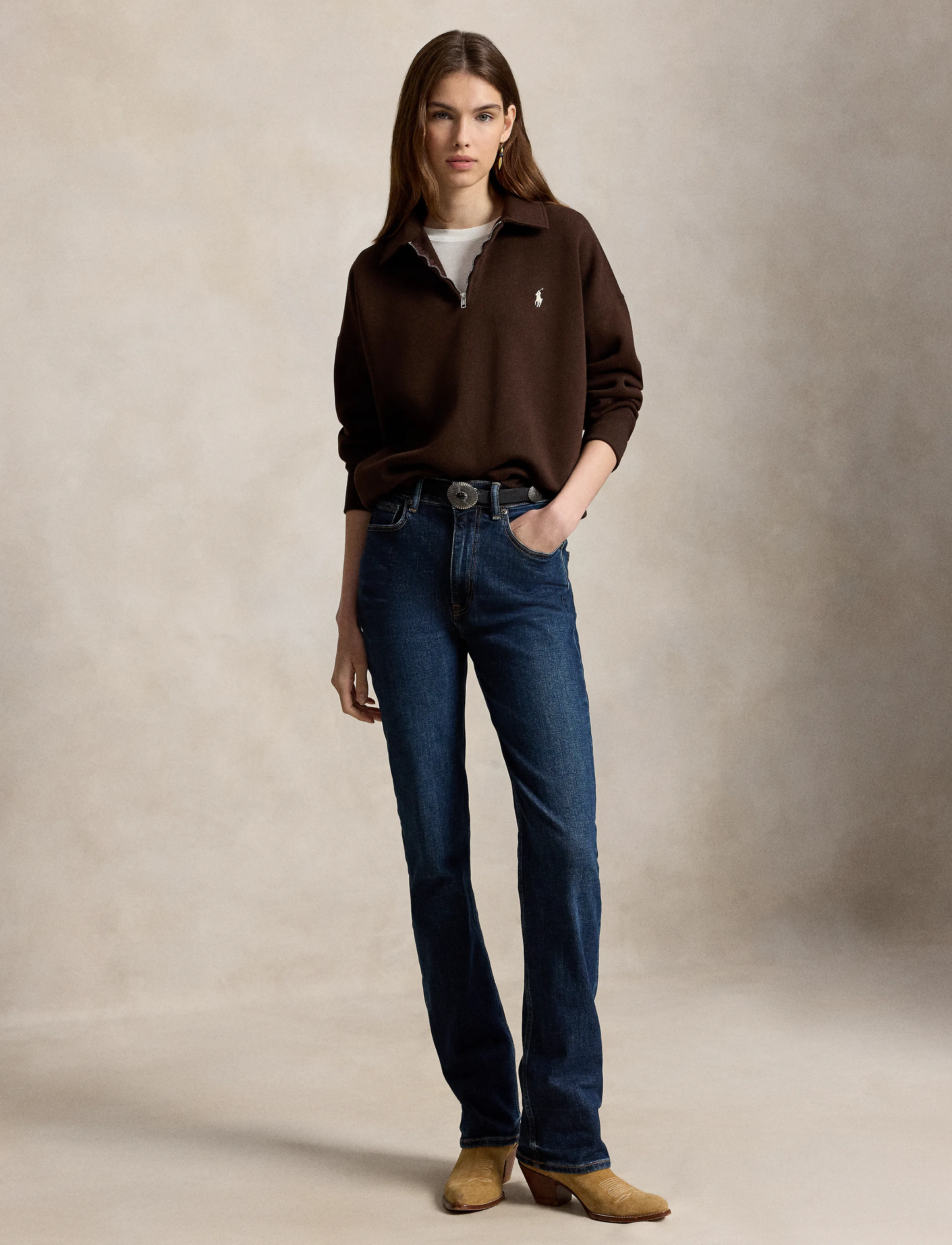 Polo Ralph Lauren - Sweatshirt med kort dragkedja - sweatshirts & hoodies - circuit brown - 4