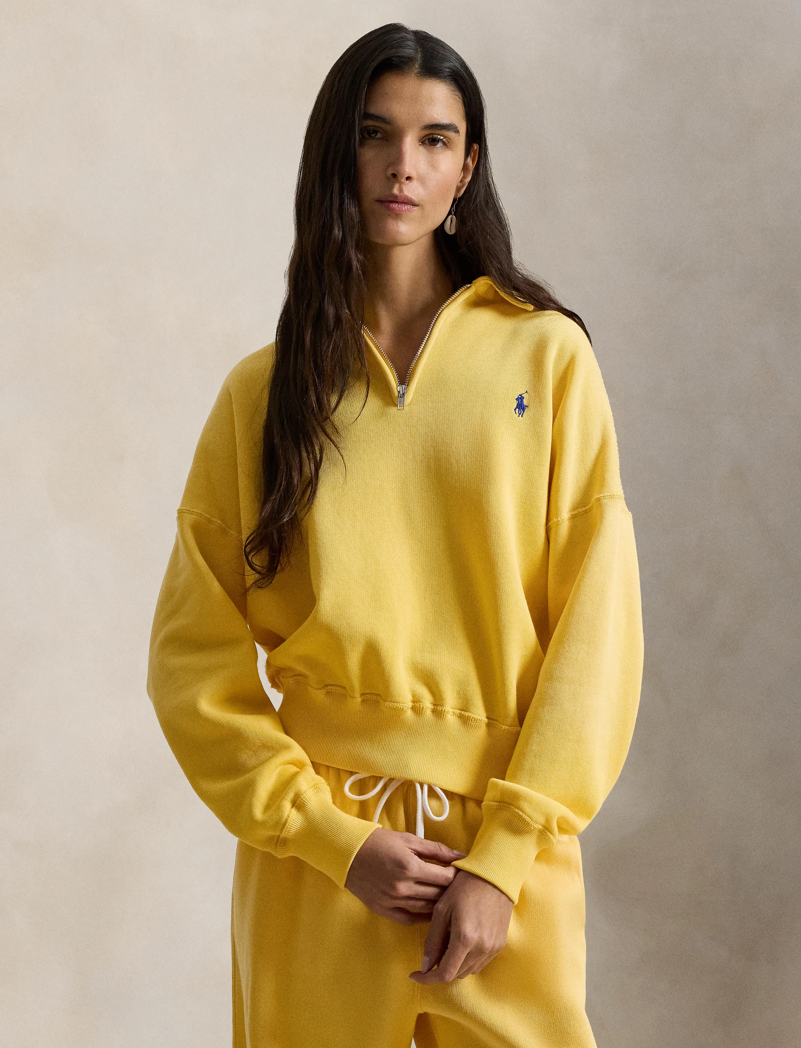 Polo Ralph Lauren Fleece Quarter-Zip, XS, Sweatshirts & Hoodies, Gelb - Sweatshirts, Frauen