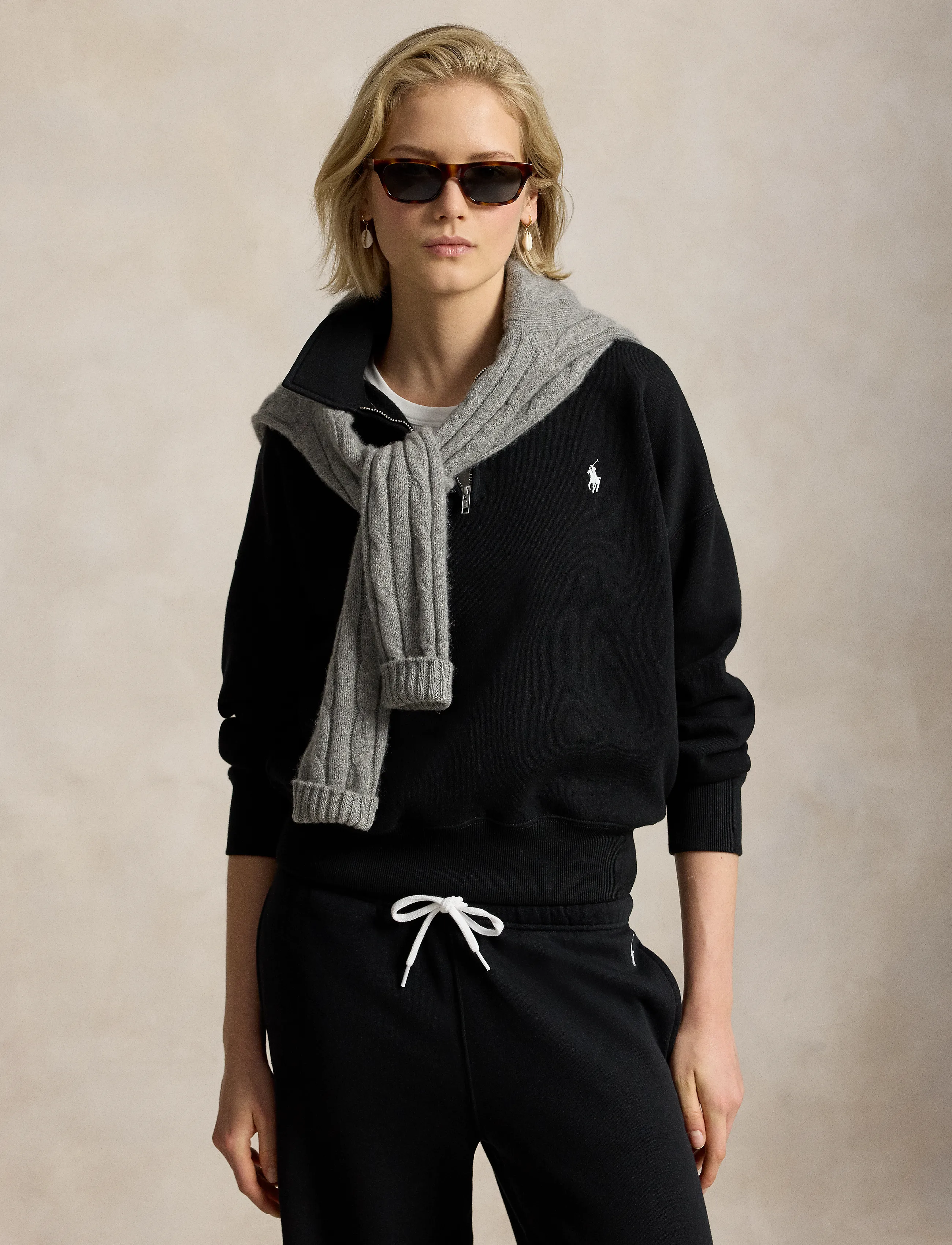 Polo Ralph Lauren - Sweatshirt med kort dragkedja - sweatshirts & hoodies - polo black - 1