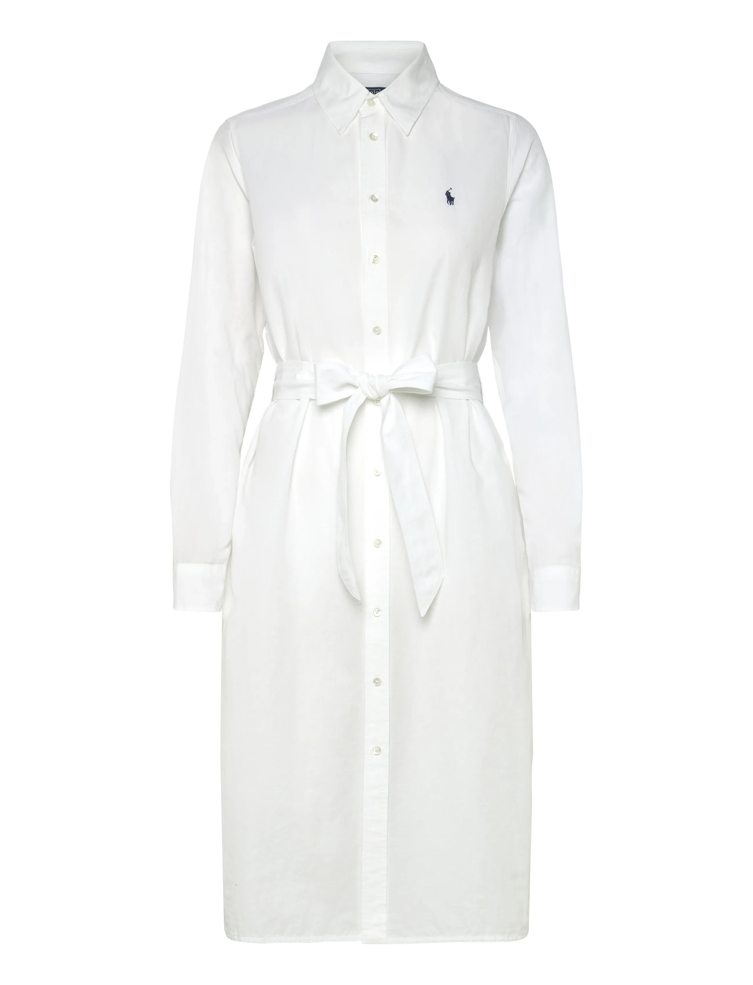 Polo Ralph Lauren Cotton-Linen Belted Shirtdress, 32, White, Designere > Knælange Og Midi, Dame