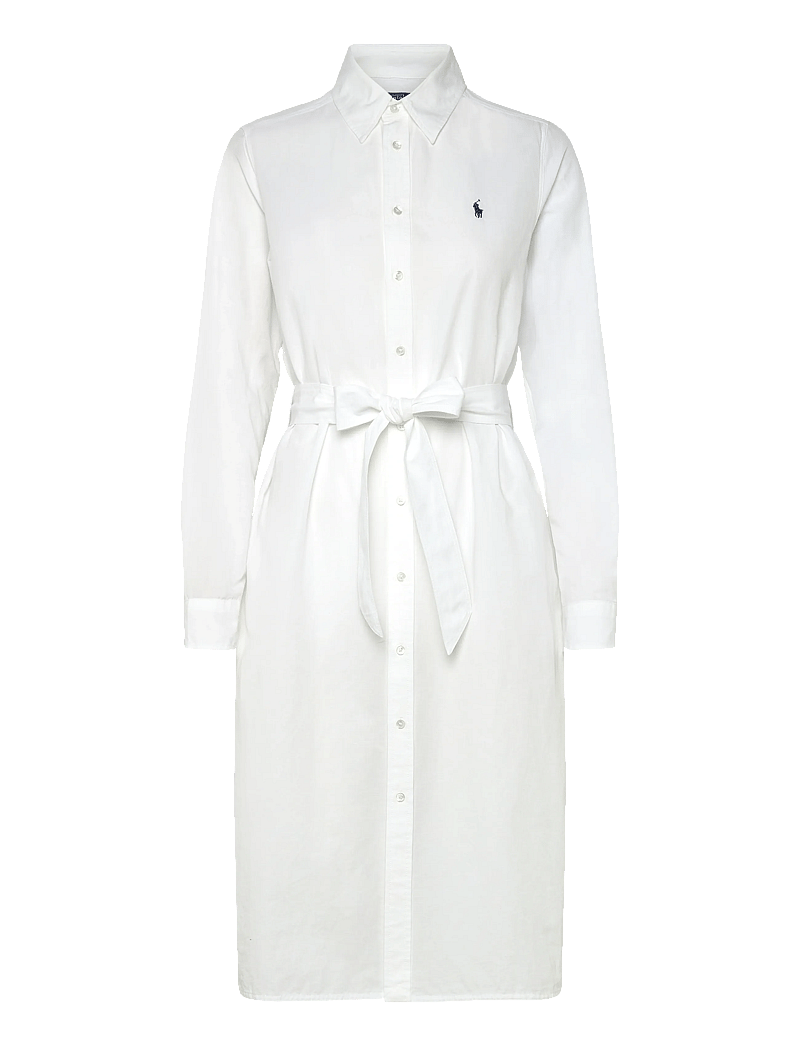 Polo Ralph Lauren - Cotton-Linen Belted Shirtdress - midi-kleider - white - 0