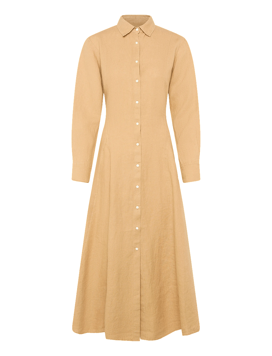 Polo Ralph Lauren - 15/1 PD LINEN-WVN-DRESSES - skjortekjoler - classic camel - 0